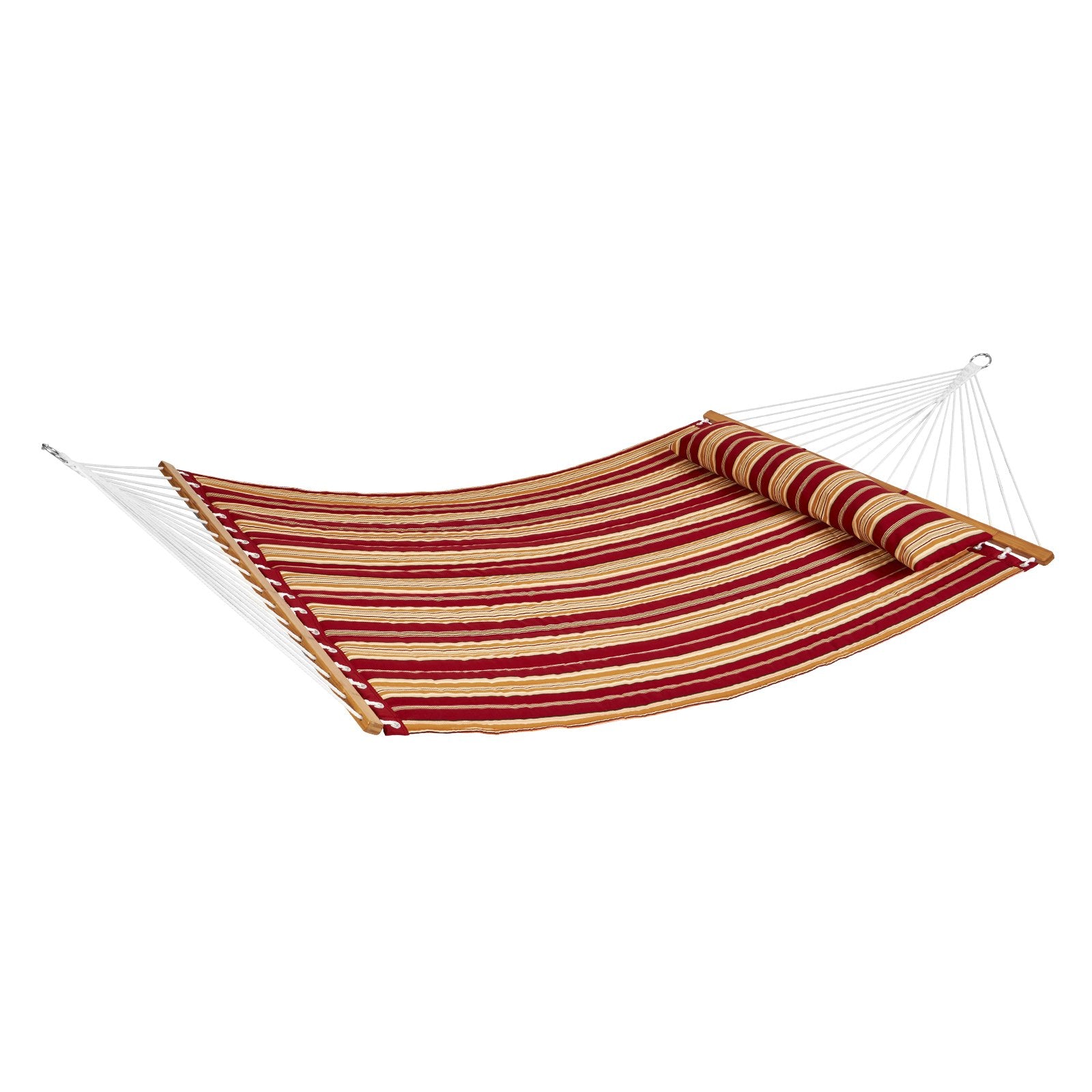 Luxurious 12 FT Double Quilted Hammock with Hardwood Bars, Detachable Pillow, and Chains - Ideal for Camping, Patio, Yard, or Beach, Supports 480 lbs