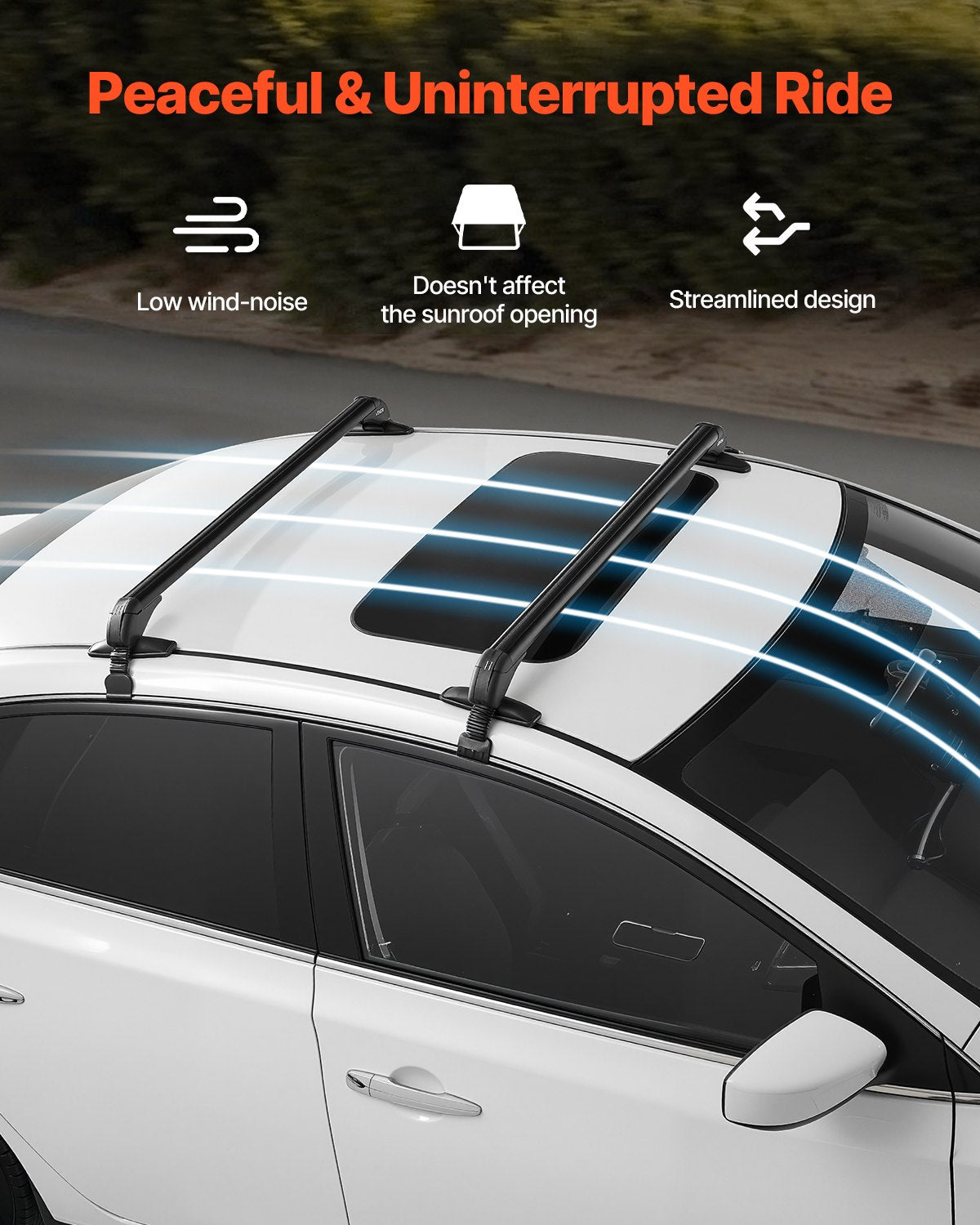 Universal Heavy Duty Aluminum Roof Rack Cross Bars for Naked Roofs - 165 LBS Capacity, Lockable, Fits Luggage, Canoe, and More