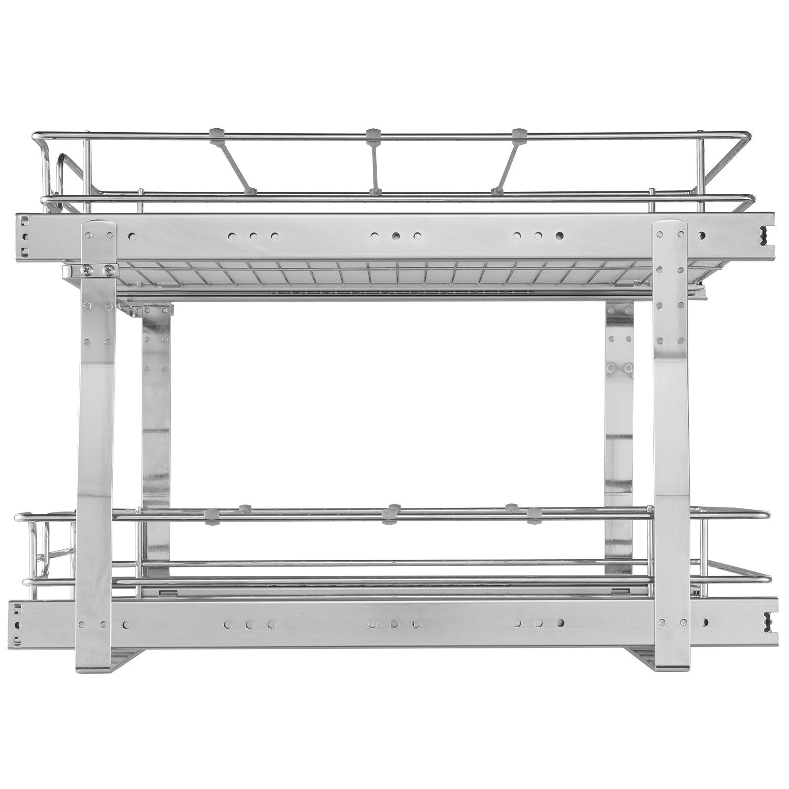 2 Tier Slide Out Cabinet Organizer, Heavy Duty Pull Out Pantry Shelves, Steel Roll Out Drawers, Easy Install Sliding Storage Solution for Kitchen Cabinets