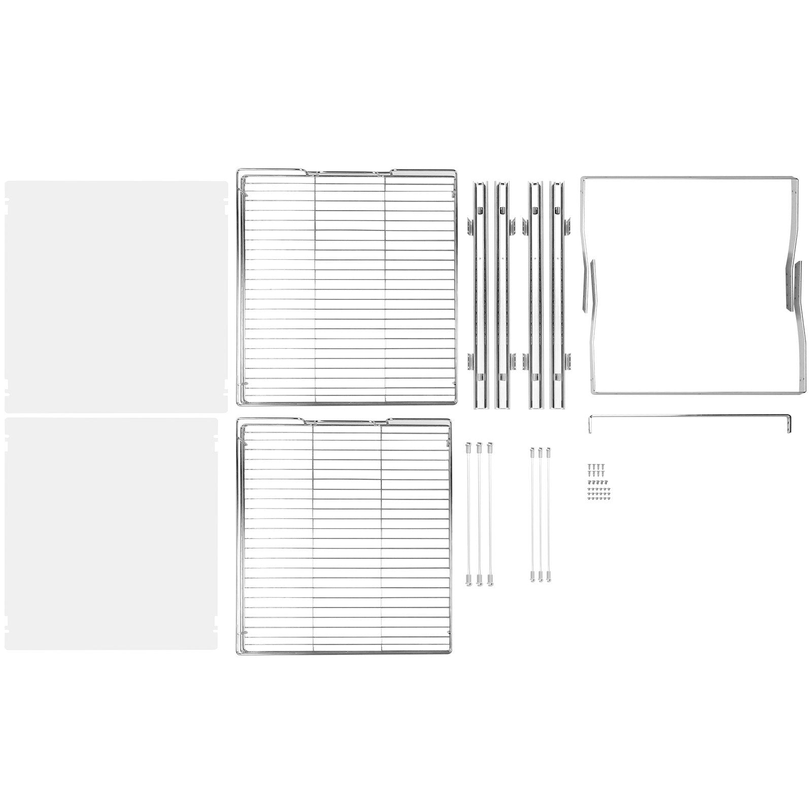 2-Tier Chrome-Plated Steel Pull-Out Cabinet Organizer, Heavy Duty Slide-Out Pantry Shelves for Kitchen Storage, 20"x21"x15" with Easy Sliding Roll Out Drawers Installation