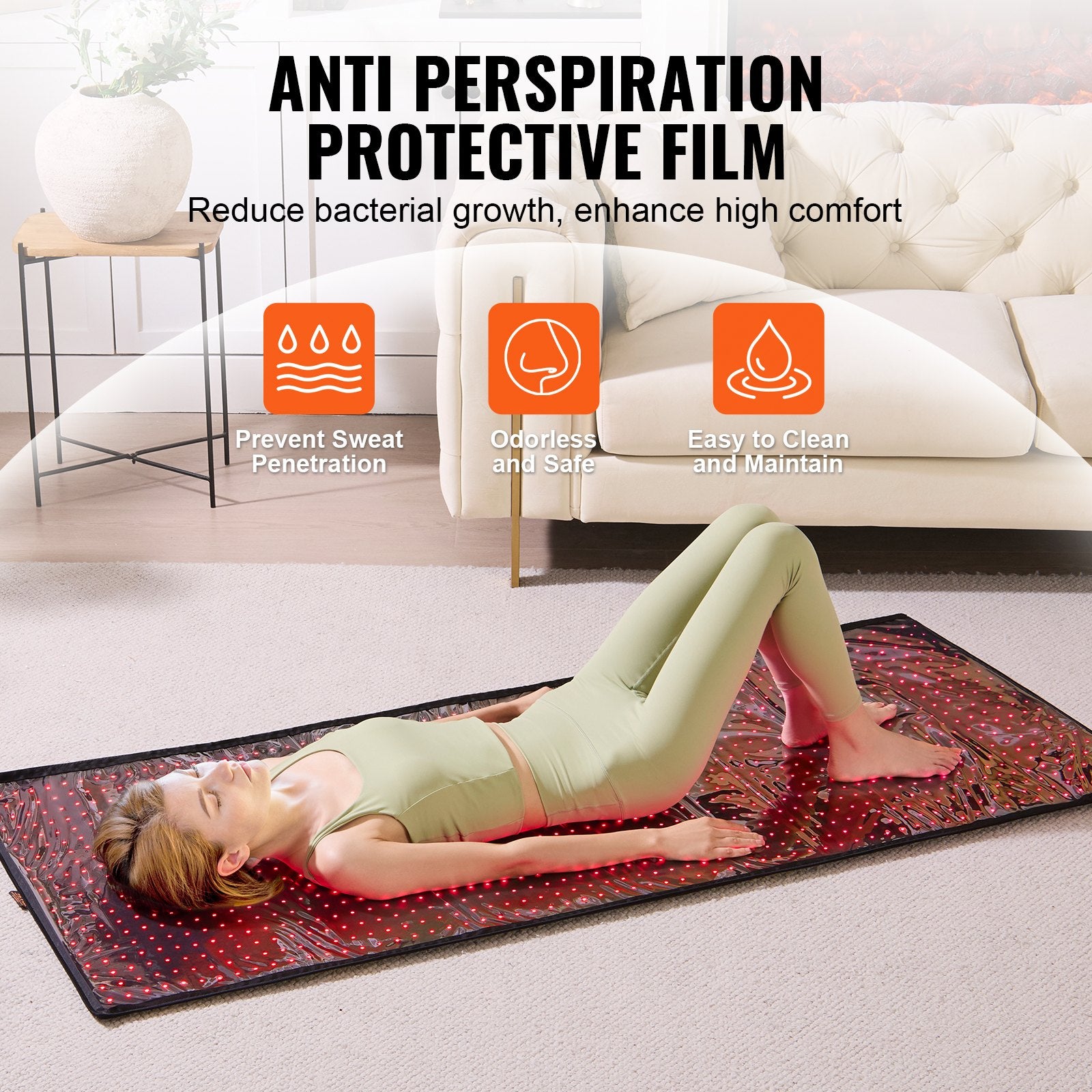 Full Body Red Light Therapy Mat with 1280 3-Chip LEDs, 660nm Red & 850nm Infrared for Pain Relief, Skin Health, Timer & Pulse Settings