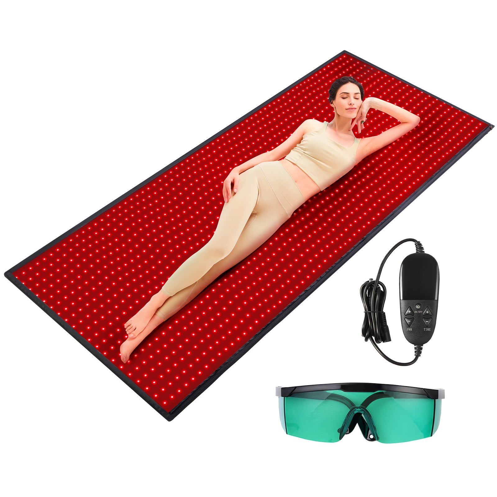 Full Body Red Light Therapy Mat with 1280 3-Chip LEDs, 660nm Red & 850nm Infrared for Pain Relief, Skin Health, Timer & Pulse Settings