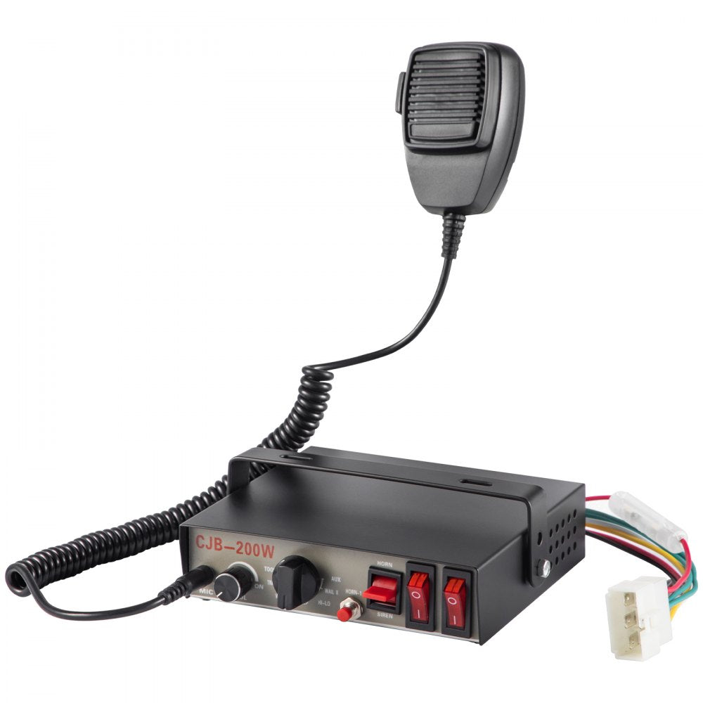 200W Emergency Car Alarm System with 9-Tone Sirens and Handheld Microphone for Fire Trucks and Vehicles