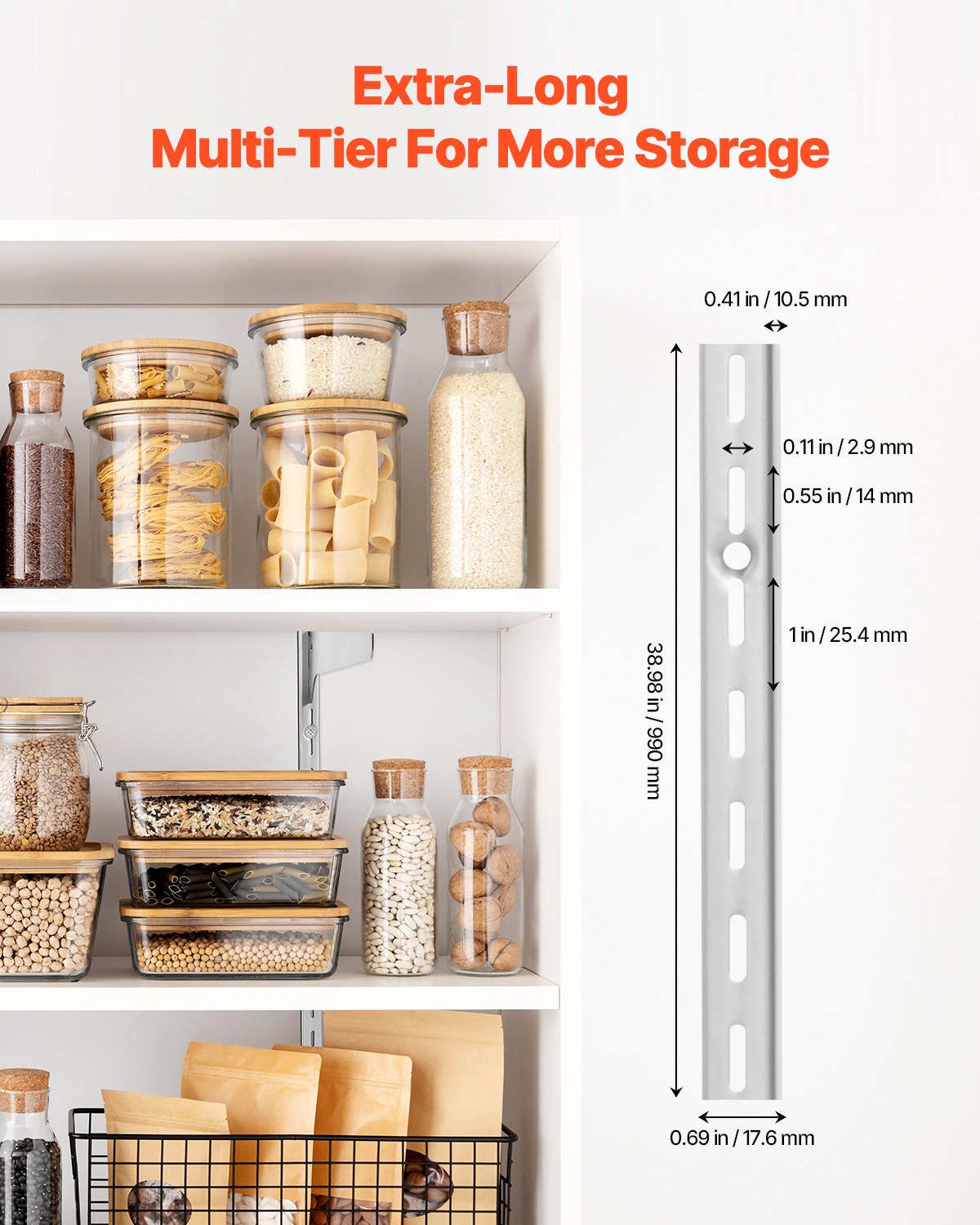 Heavy Duty 39-Inch Single Slot Shelf Pilaster 10 Pack | Wall Shelving System with 40 Screws for Cabinet & Closet Storage, Silver Finish