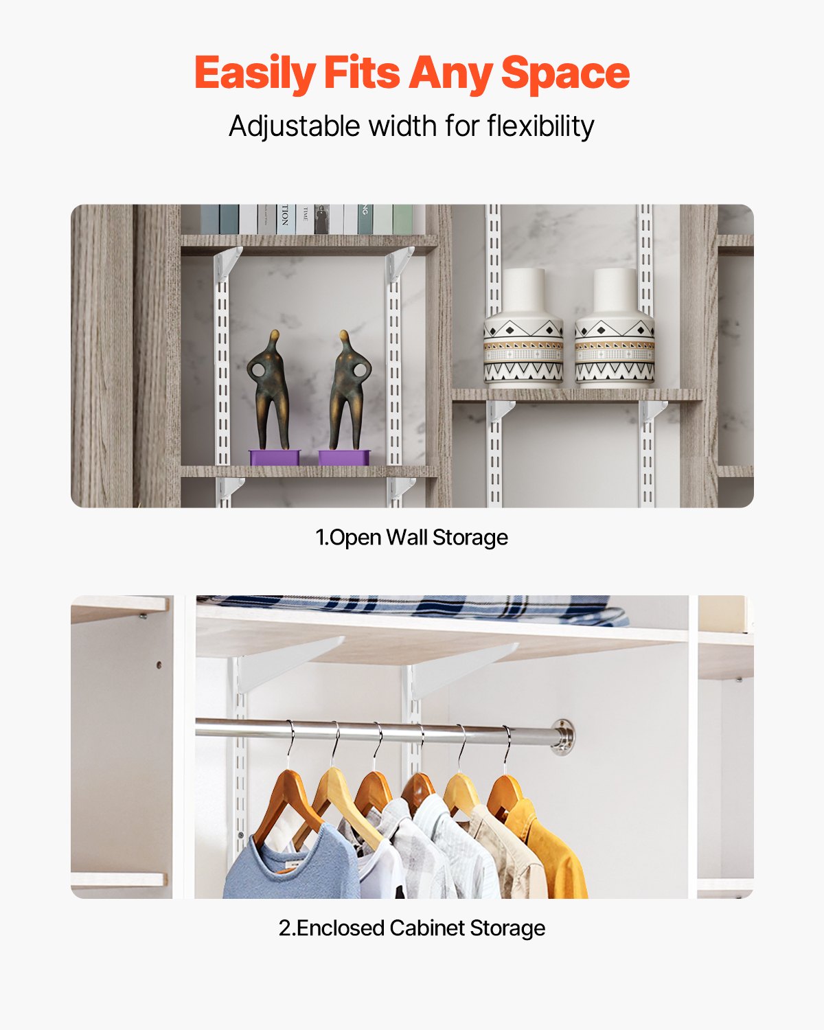 60-Inch 5-Pack Heavy Duty Silver Shelf Pilasters: Dual Track Upright Wall System with Twin Slot Rails & 25 Screws for Organized Closet Storage