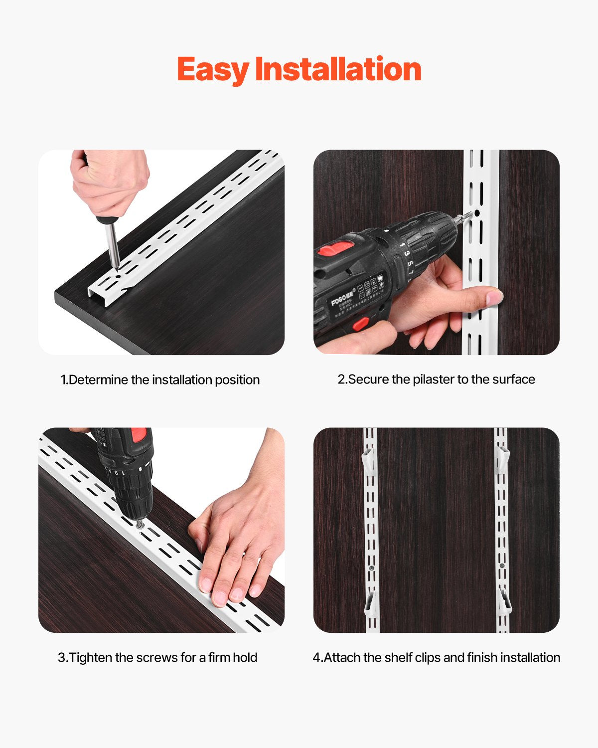 60-Inch 5-Pack Heavy Duty Silver Shelf Pilasters: Dual Track Upright Wall System with Twin Slot Rails & 25 Screws for Organized Closet Storage