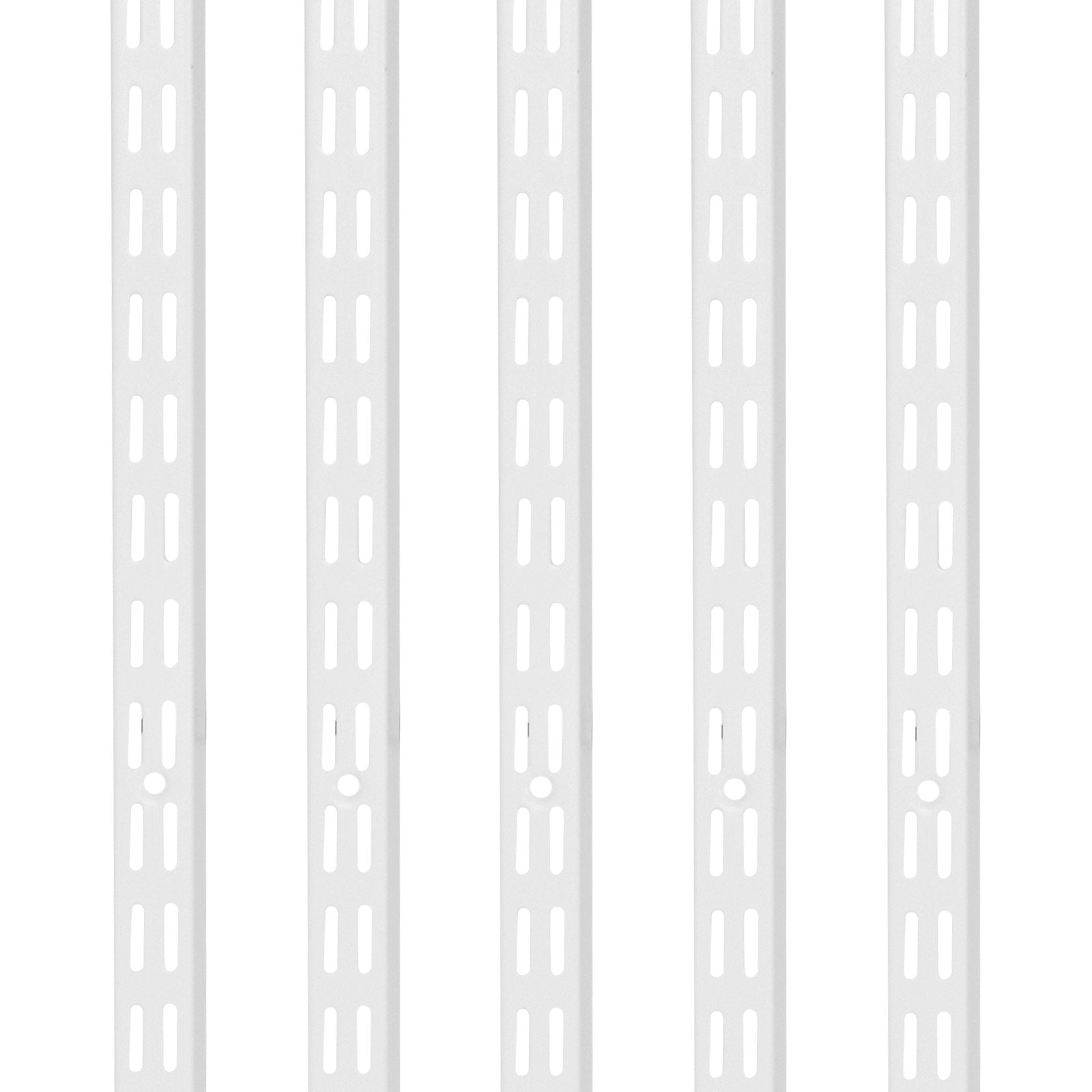 60-Inch 5-Pack Heavy Duty Silver Shelf Pilasters: Dual Track Upright Wall System with Twin Slot Rails & 25 Screws for Organized Closet Storage