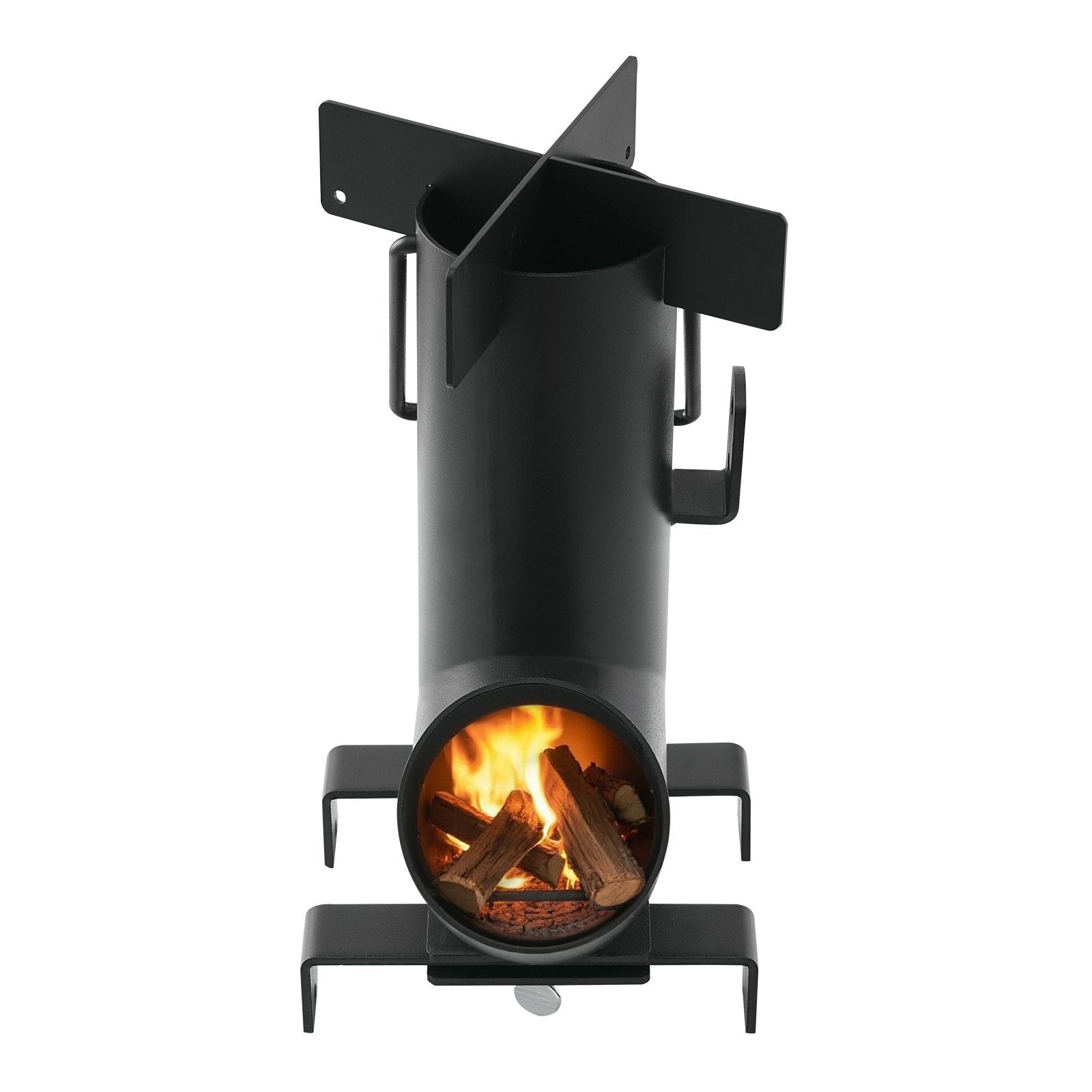 Portable Carbon Steel Rocket Stove for Outdoor Cooking - Wood Burning, Backpacking, Camp Heating, Durable with Carrying Bag