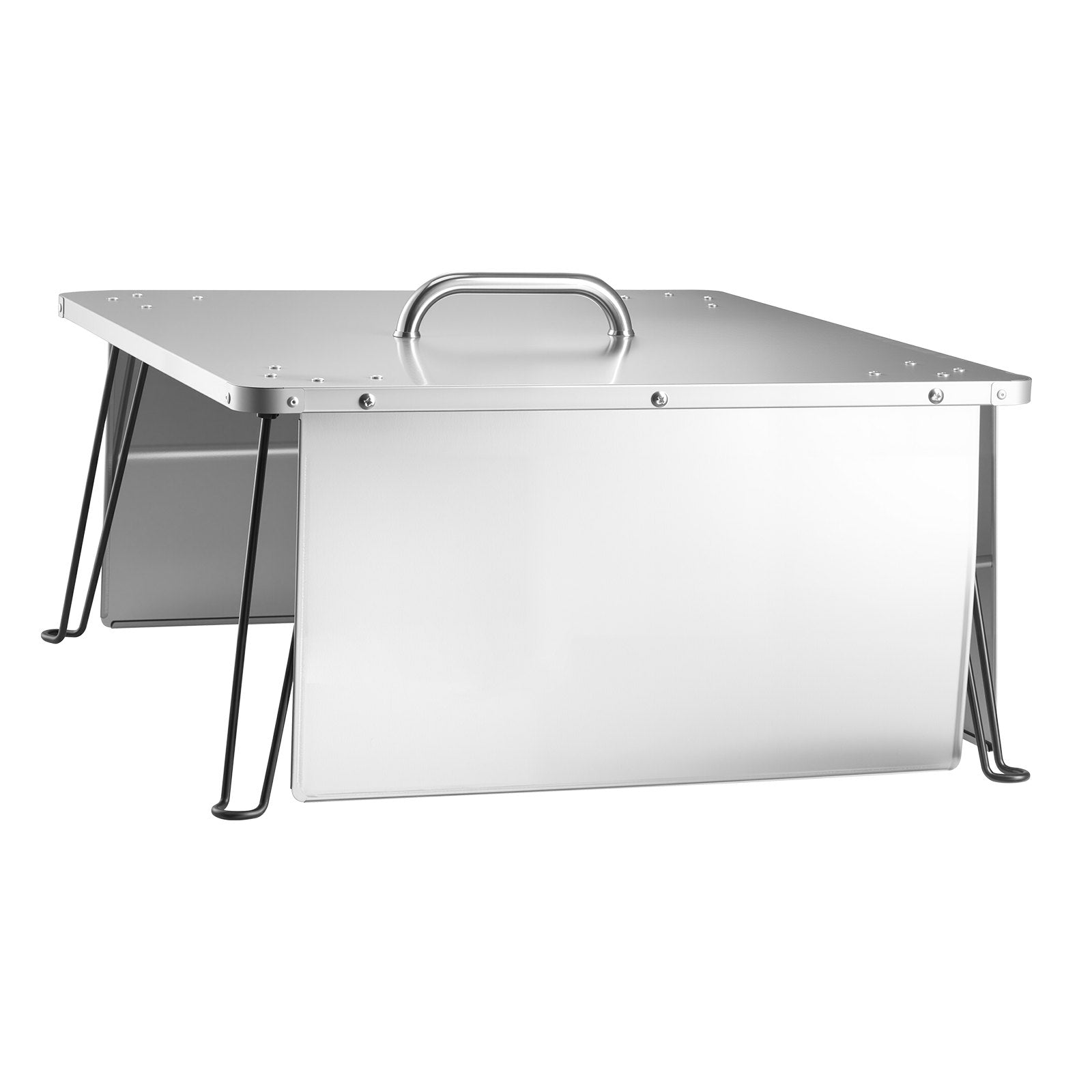 Square Stainless Steel Fire Pit Heat Deflector with Foldable Legs - Outdoor Bonfire Cover for Efficient Heat Distribution, Camping & Wood Burning