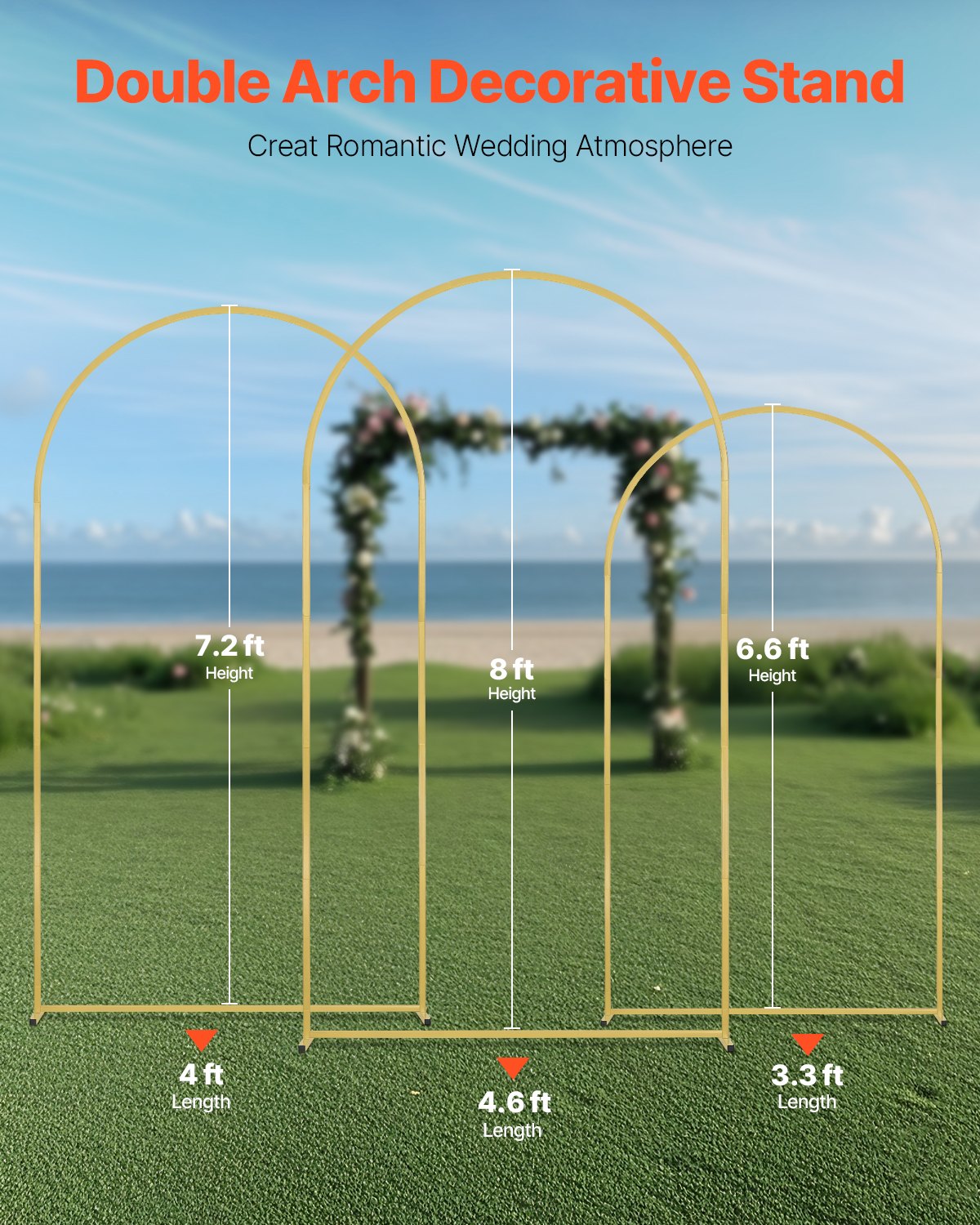Elegant Gold Wedding Arch Backdrop Stand Set of 3 - Easy-to-Assemble Metal Frame for Celebrations, Birthdays, Holidays, and Events Decor