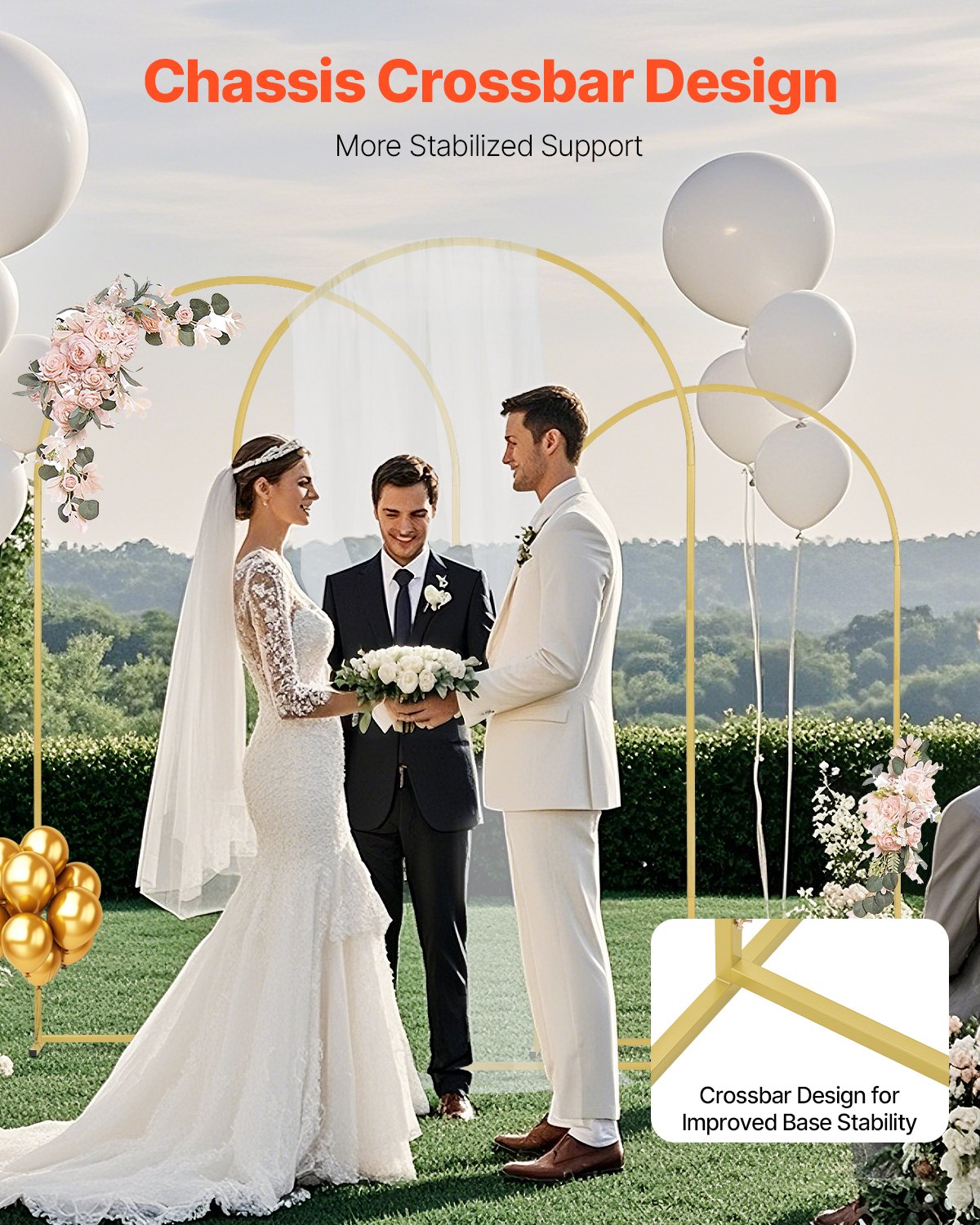 Elegant Gold Wedding Arch Backdrop Stand Set of 3 - Easy-to-Assemble Metal Frame for Celebrations, Birthdays, Holidays, and Events Decor