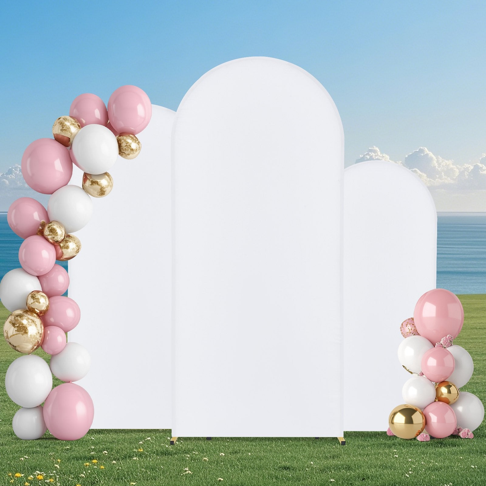 Elegant Gold Wedding Arch Backdrop Stand Set - Easy-to-Assemble Metal Frame with Premium Gauze for Birthdays, Celebrations, Holidays, Versatile Decor