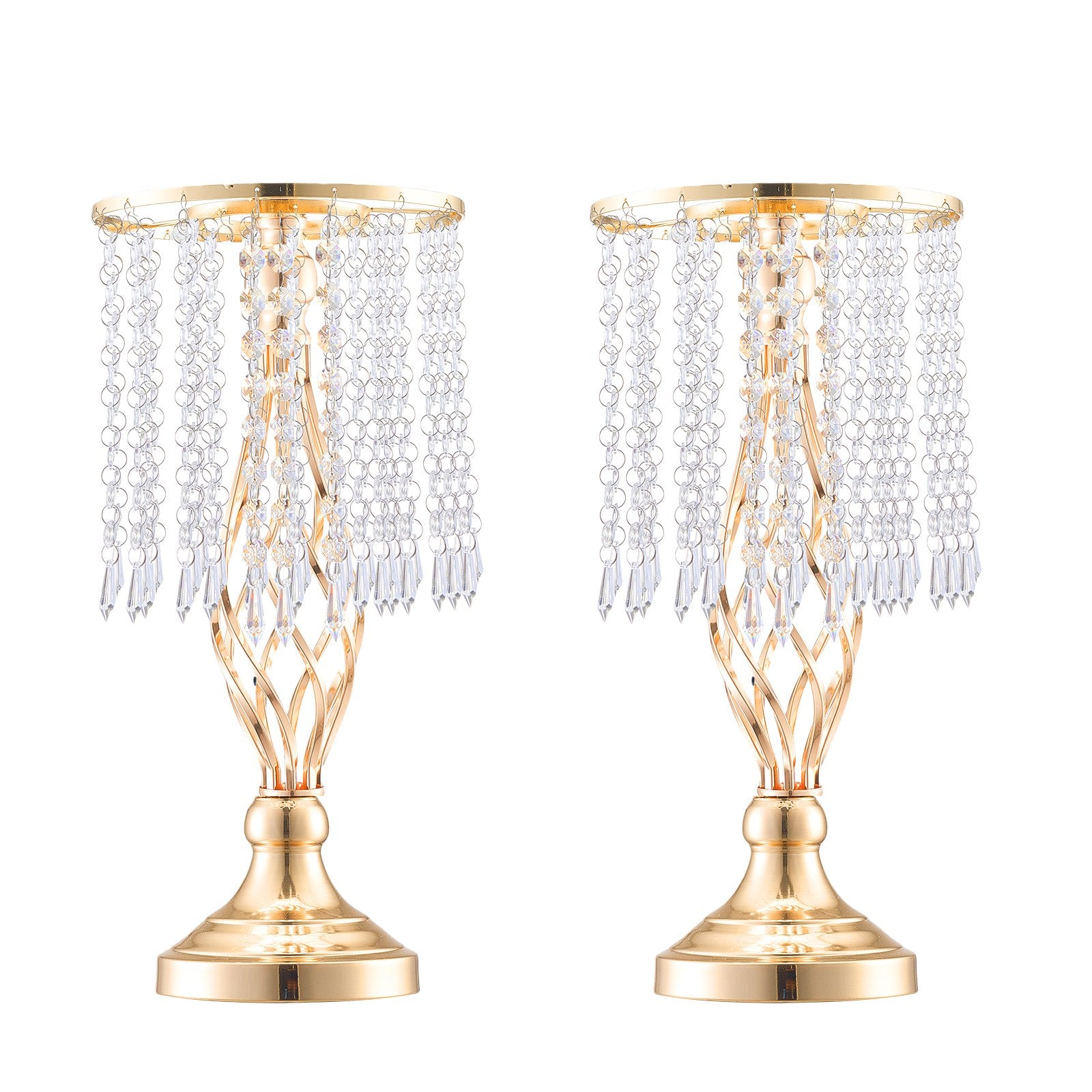 Elegant 20PCS 43cm Gold Crystal Wedding Flower Stands - Metal Centerpiece Vase Holders for Table Decor, Ceremony, Party, Event Display