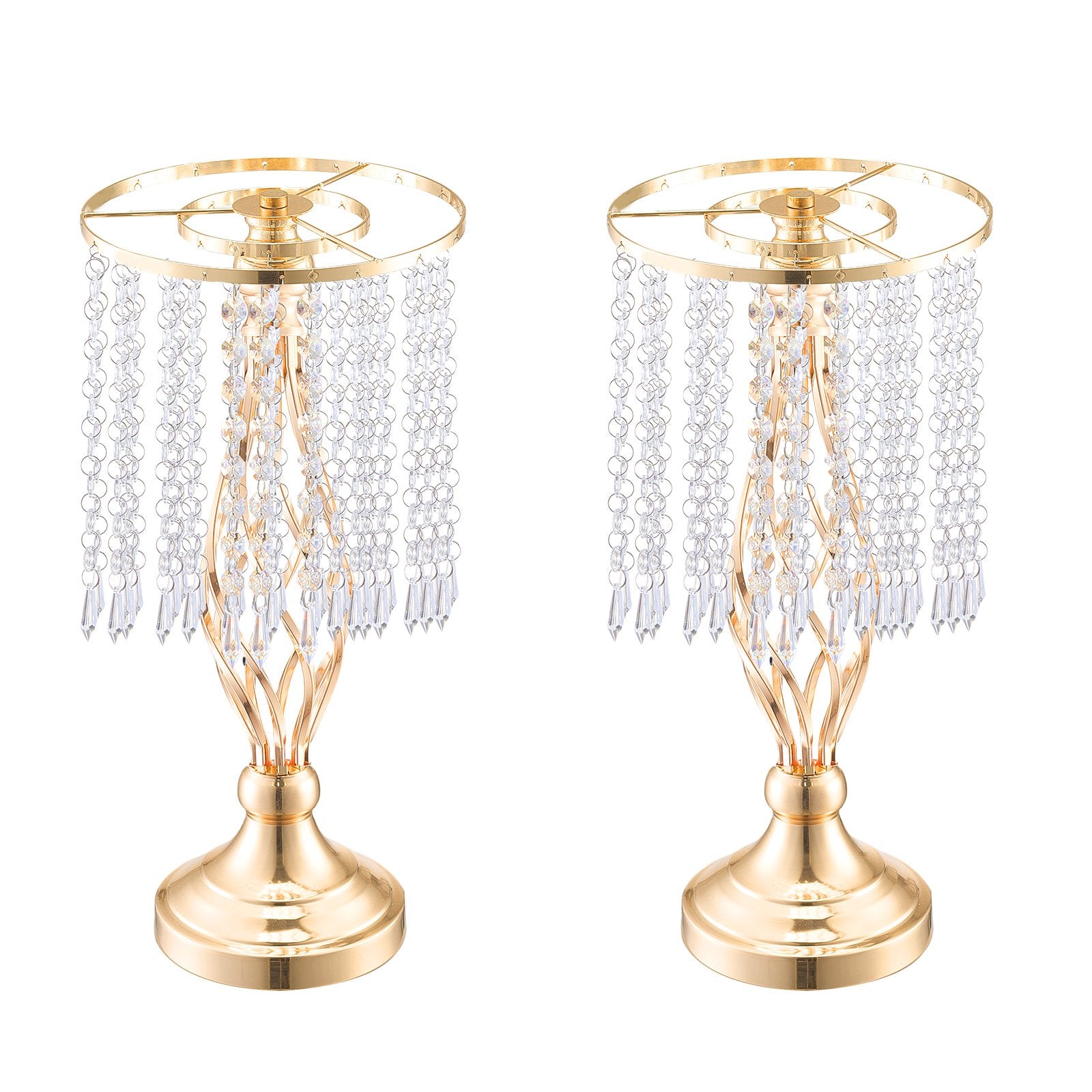 Elegant 20PCS 43cm Gold Crystal Wedding Flower Stands - Metal Centerpiece Vase Holders for Table Decor, Ceremony, Party, Event Display