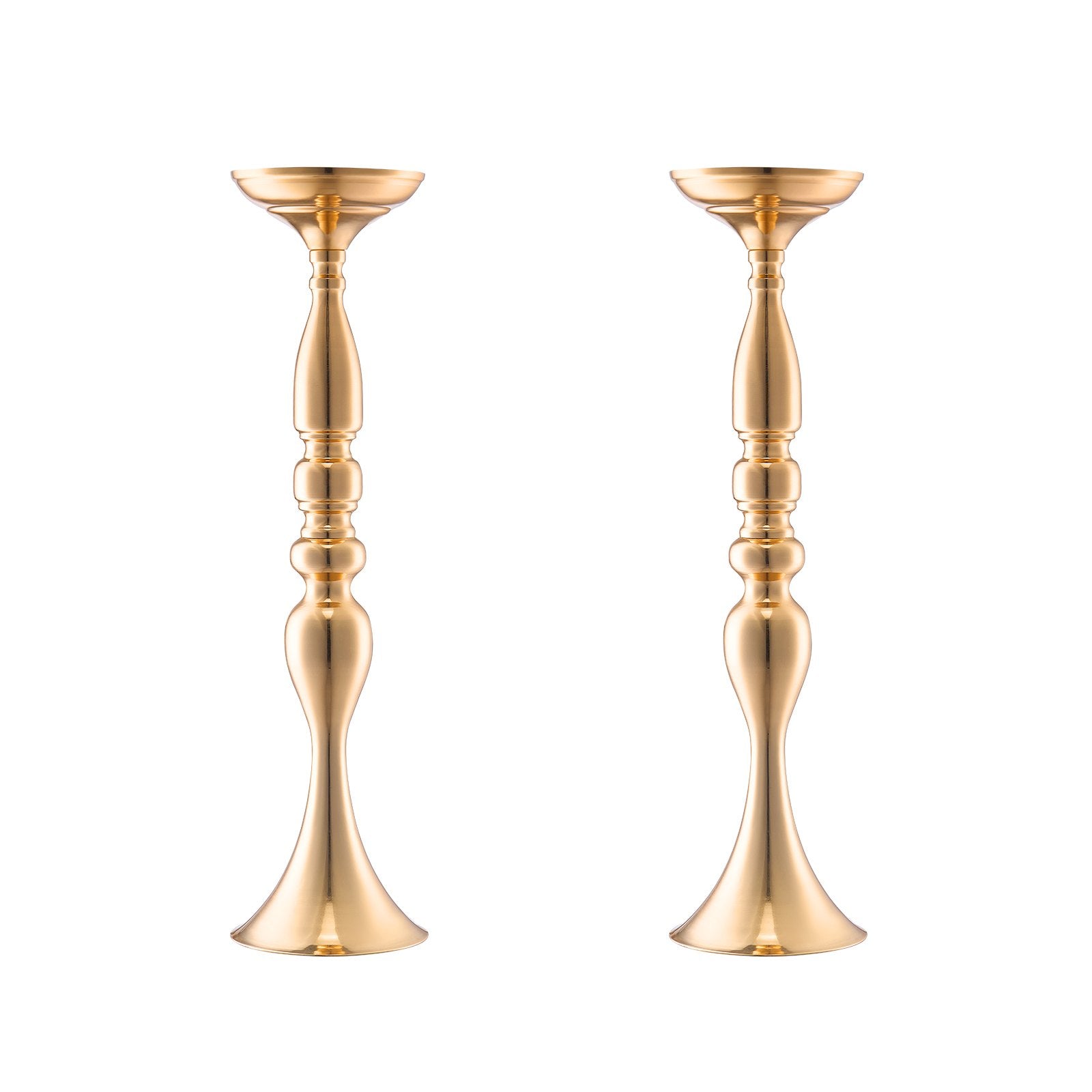Set of 24 Gold Metal Flower Vases - 19.7” Tall Centerpiece Stands for Weddings, Birthdays, Anniversaries, Event Table Decor Display