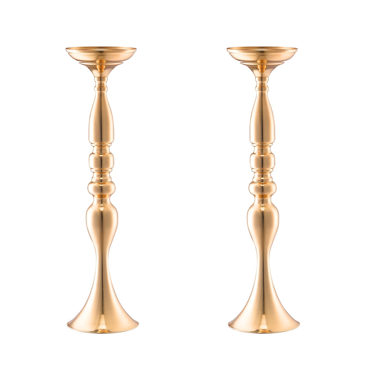 Set of 24 Gold Metal Flower Vases - 19.7” Tall Centerpiece Stands for Weddings, Birthdays, Anniversaries, Event Table Decor Display