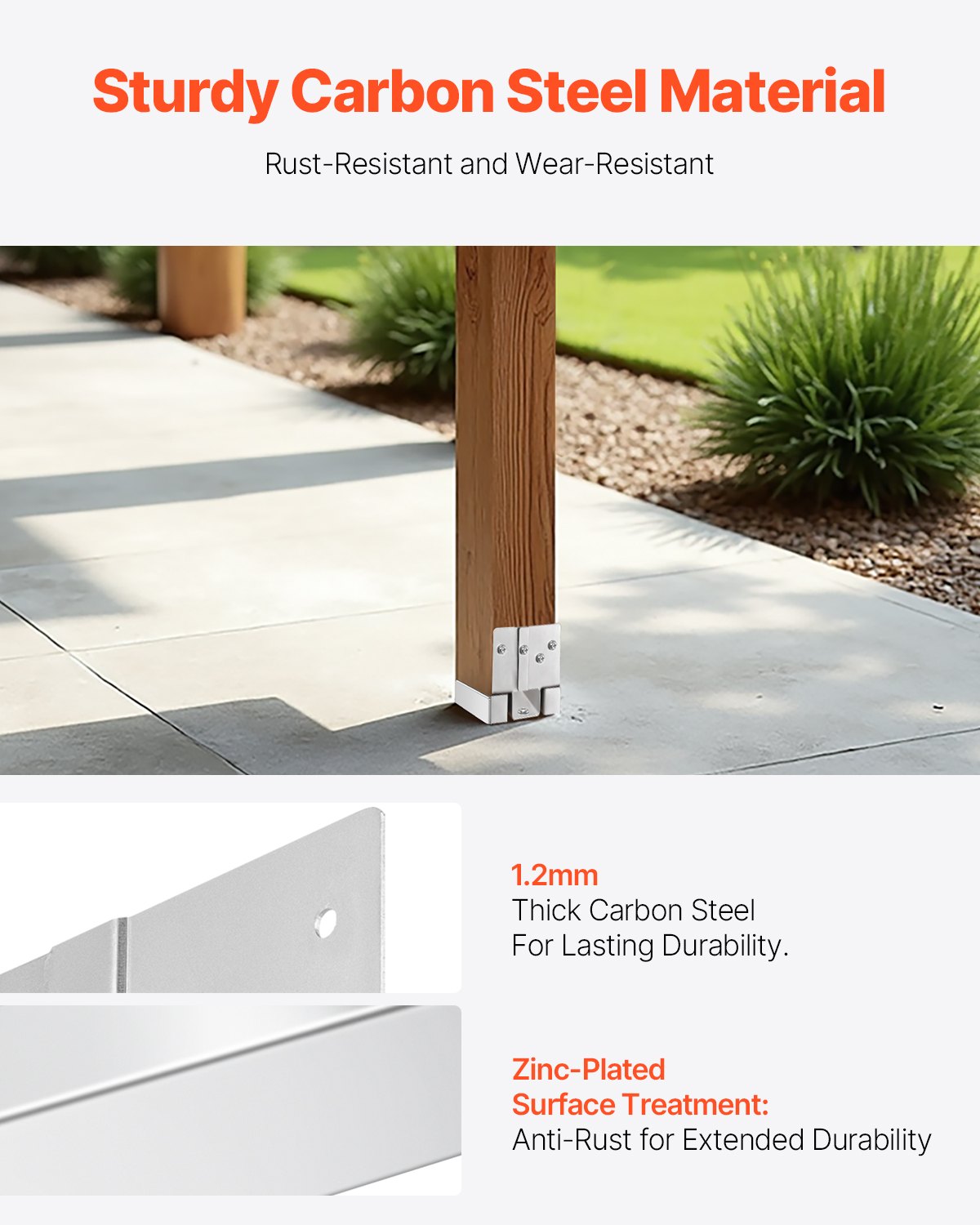 Heavy-Duty 6x6 Post Base Set, 10 Pcs - Zinc-Plated Carbon Steel Brackets for Concrete Anchoring, Pergolas & Patios with 1" Standoff