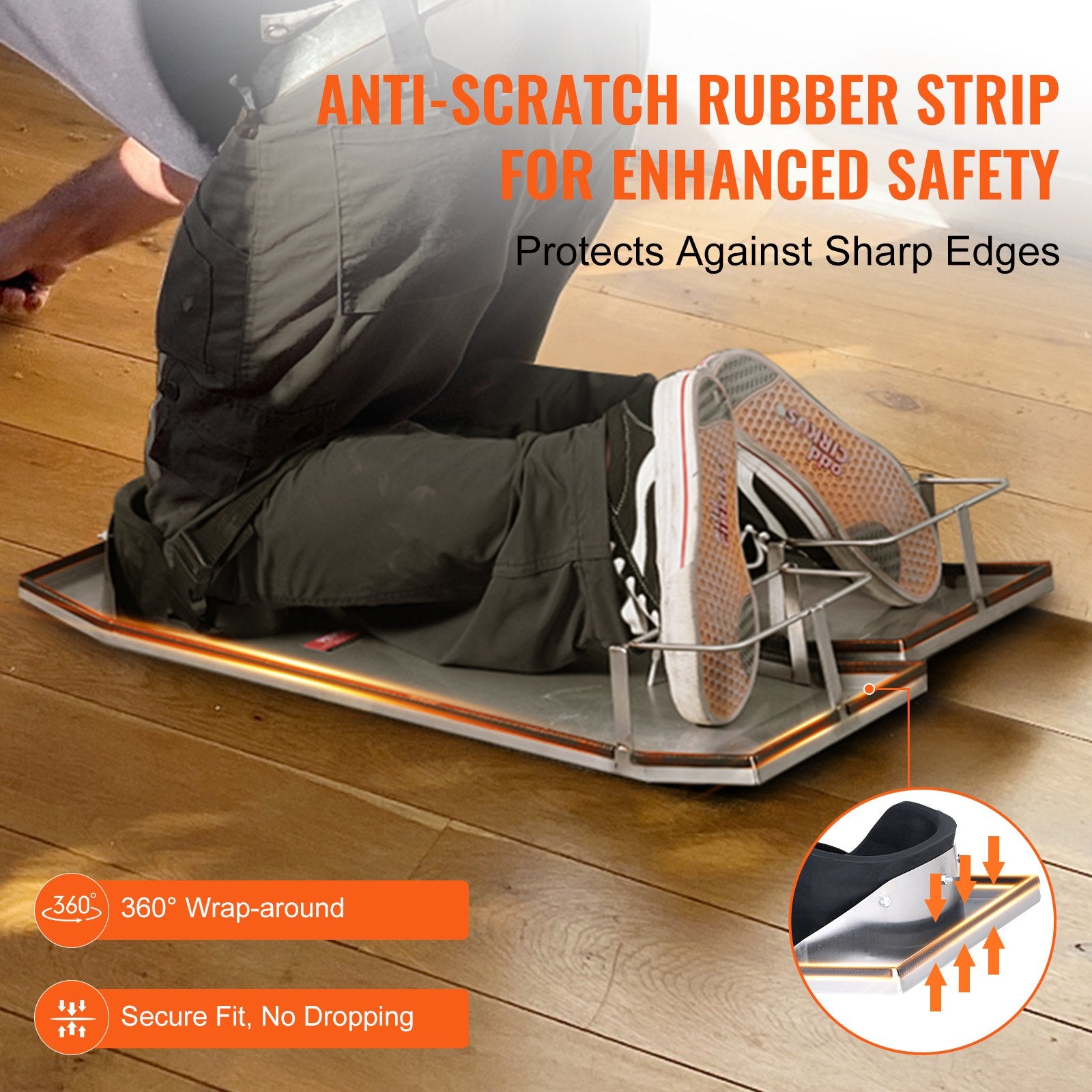 Stainless Steel Concrete Knee Boards, 30"x10" Sliders with Pads & Straps for Cement Finishing, Durable & Portable Construction Tools