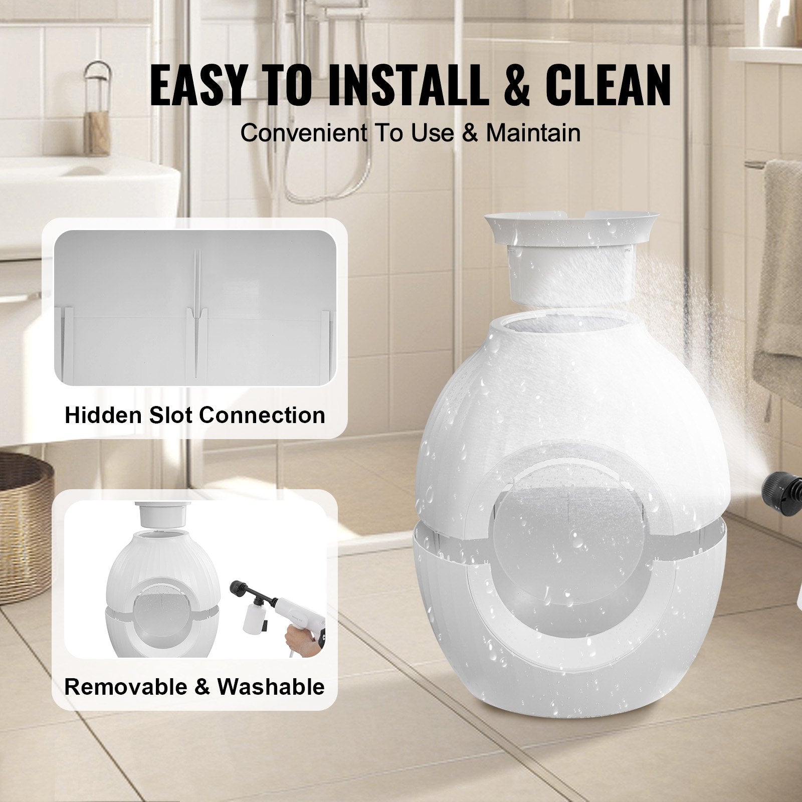 Sophisticated Plant-Inspired Cat Litter Box with Smart Odor Control, Large Hidden Entry, Lighting, and Durable Design for Home or Patio