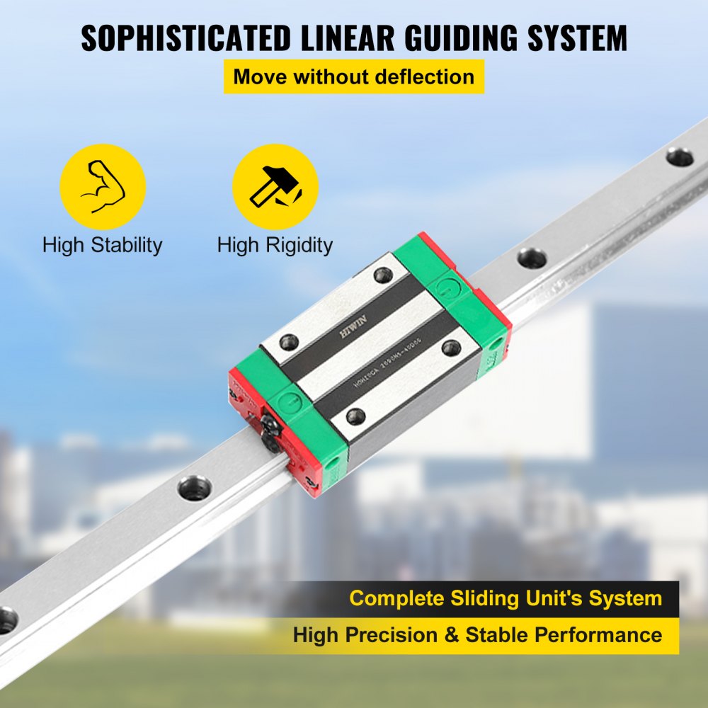 High Precision Linear Guideway Rail Set with Pillow Block Carriages for CNC Routers - 1500 mm Length, 15 mm Slot