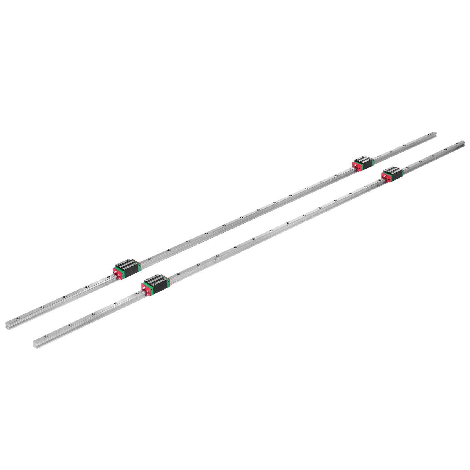 2-Pack HSR 15-1500 mm Linear Rails with 4 Pillow Block Bearings for CNC Routers, Heavy-Duty Guideway, Quiet Operation, Easy Install, 15 mm Slotted Block