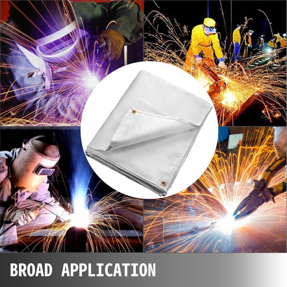 VEVOR 8 x 10 Ft Welding Blanket White Fiberglass Blanket Portable Fiberglass Fire Retardant Blanket Welding Mat Welding Fireproof Thermal Resistant Insulation With Carry Bag