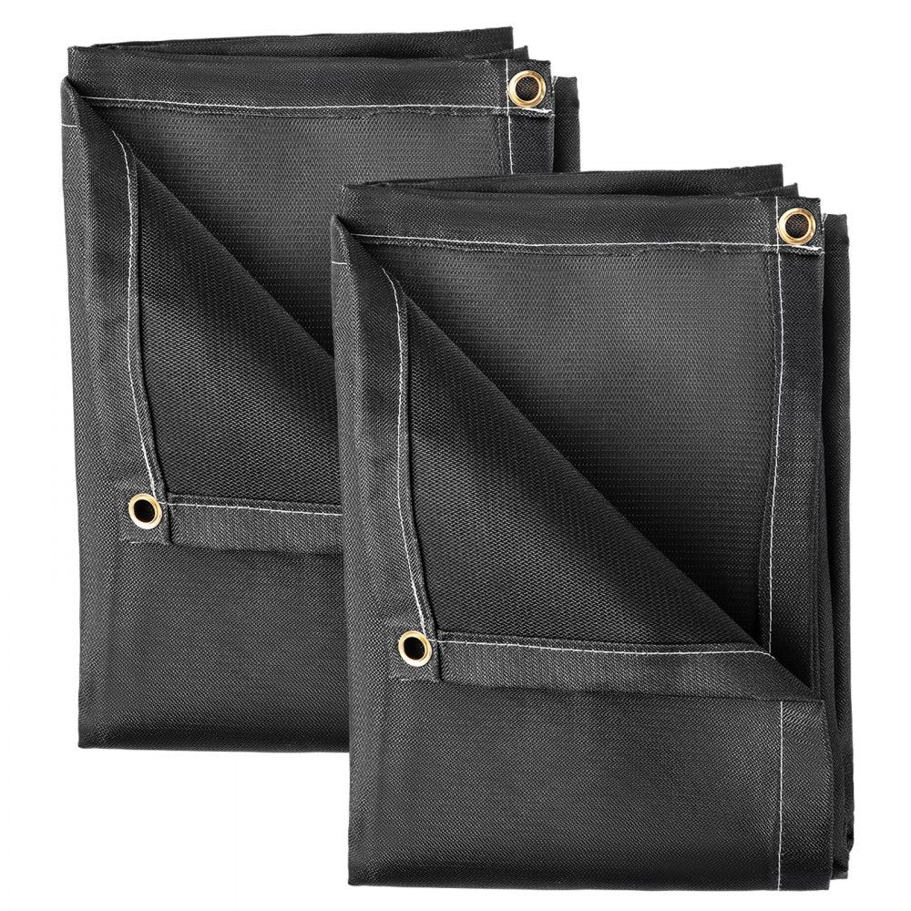VEVOR Fire Blankets, 2 Pack Welding Blankets, 6' x 10'?Fire Suppression Blanket, 1022?°F Flame Retardant Blanket, Black?Fire Emergency Blankets, Fiberglass Fire Retardant Blanket?with?8?Brass Grommets