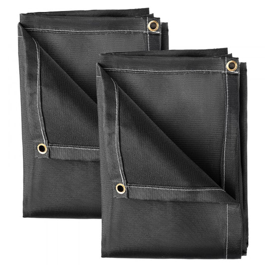 VEVOR Fire Blankets, 2 Pack Welding Blankets, 6' x 10'?Fire Suppression Blanket, 1022?°F Flame Retardant Blanket, Black?Fire Emergency Blankets, Fiberglass Fire Retardant Blanket?with?8?Brass Grommets