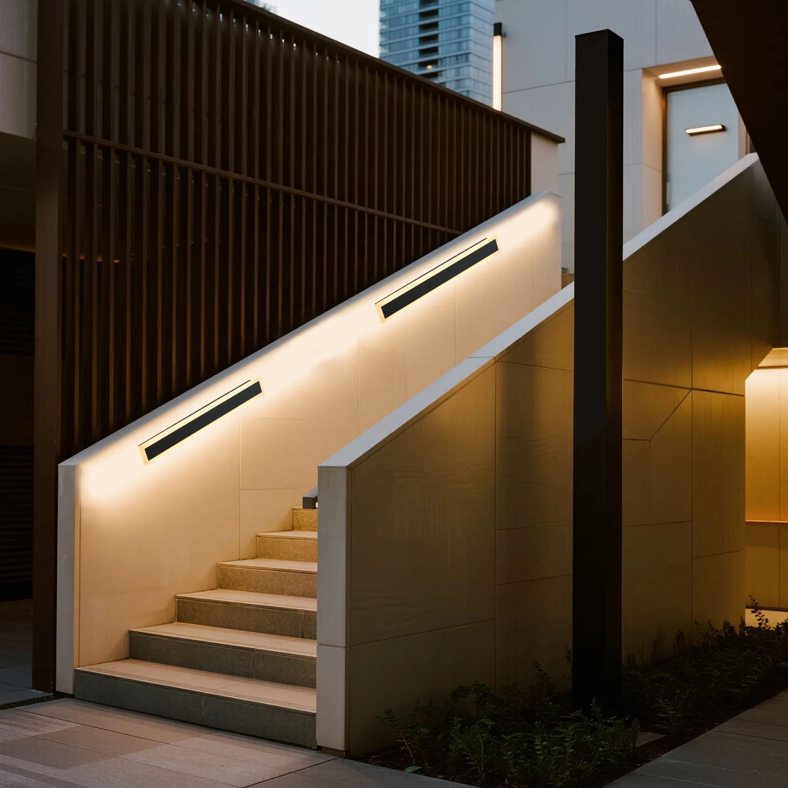 Modern 23.6" Outdoor Wall Sconce, IP65 Waterproof, Anti-Rust, Warm White Lighting for Patio, Porch, Garage, 50,000-Hour Lifespan