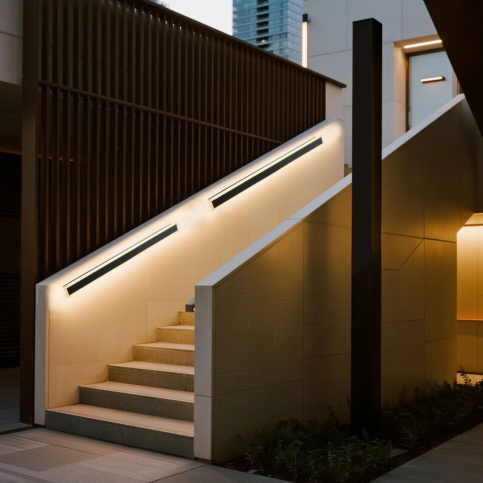 Modern 39.4-Inch Outdoor Wall Sconce Lights, 2-Pack, Waterproof IP65, Warm White 3000K, Anti-Rust Exterior Lighting for House, Porch, Garage