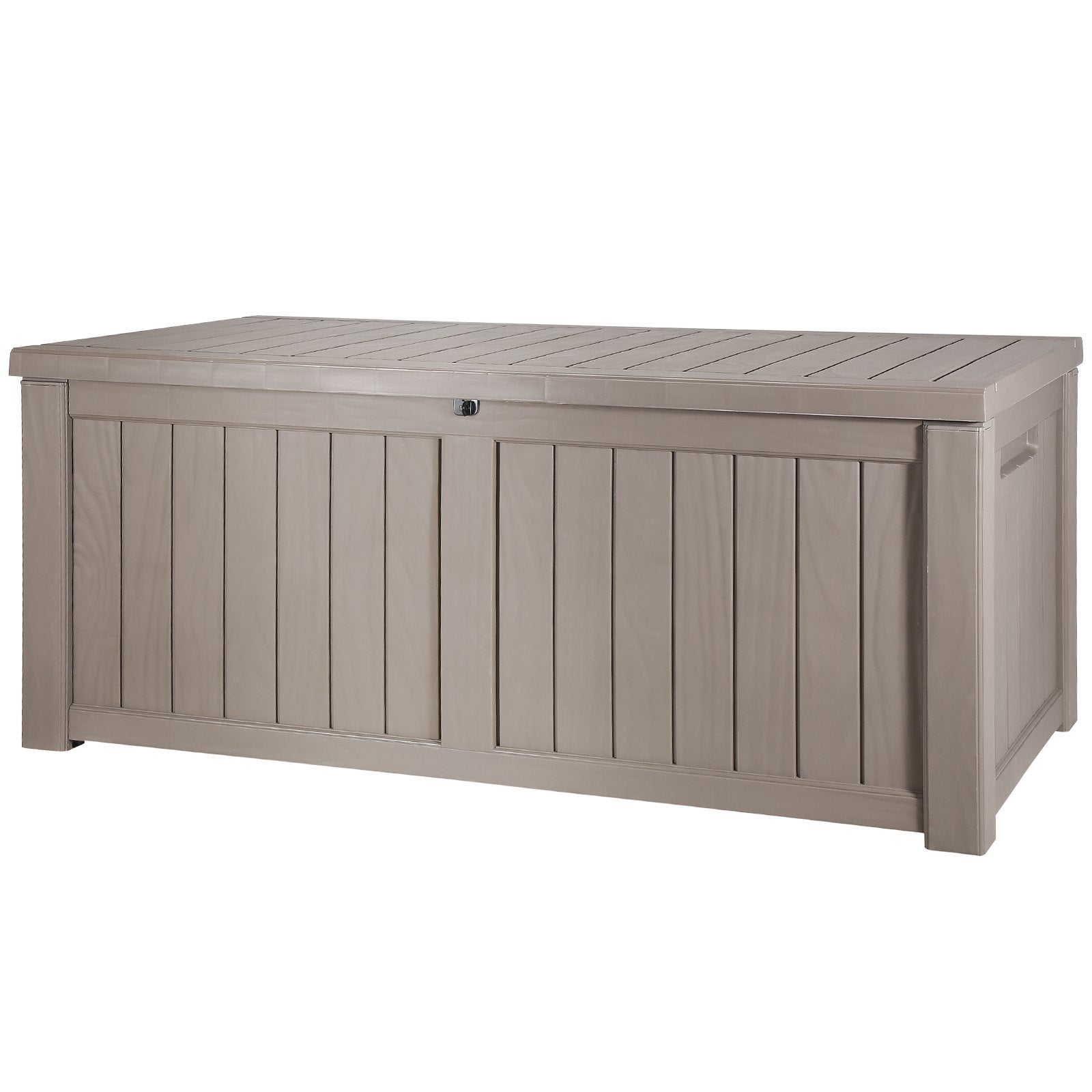 120 Gallon Waterproof Outdoor Storage Box with Aluminum Padlock for Patio, Pool, Garden Tools, Cushions - Durable Deck Box, Extra Seating/Table, Easy Grip Handles