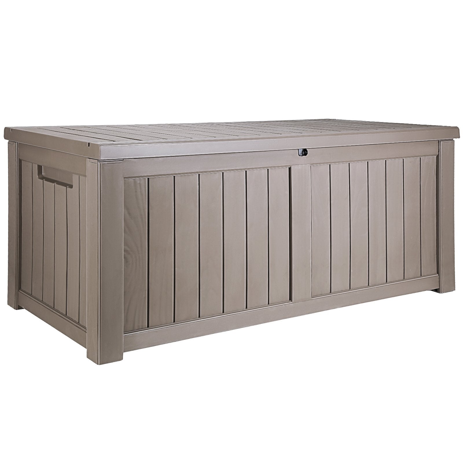 120 Gallon Waterproof Outdoor Storage Box with Aluminum Padlock for Patio, Pool, Garden Tools, Cushions - Durable Deck Box, Extra Seating/Table, Easy Grip Handles