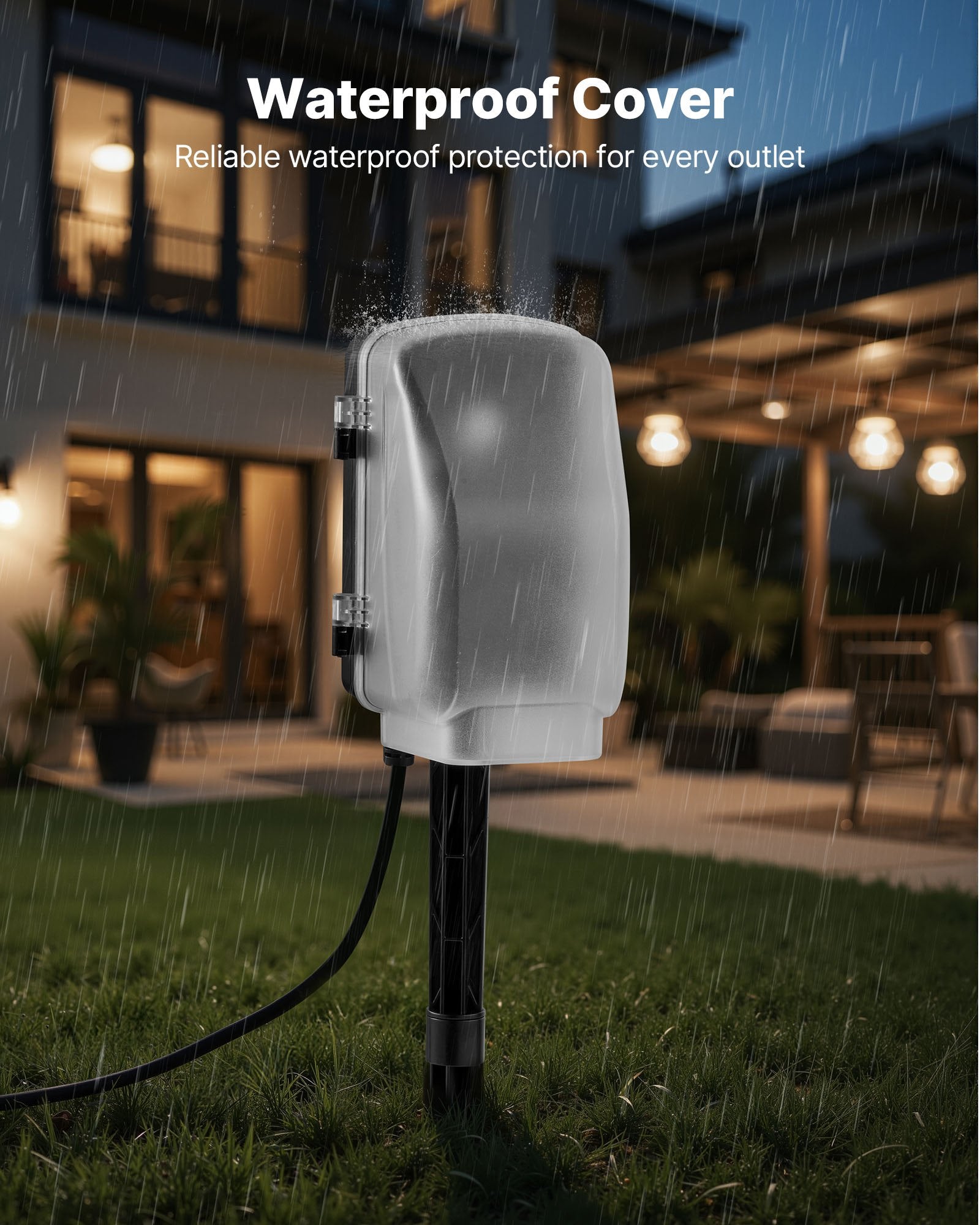 Outdoor Weatherproof Power Stake with 100 FT Extension Cord, 6 Multi-Outlets, Overload Protection for Christmas Lights and Yard Decor