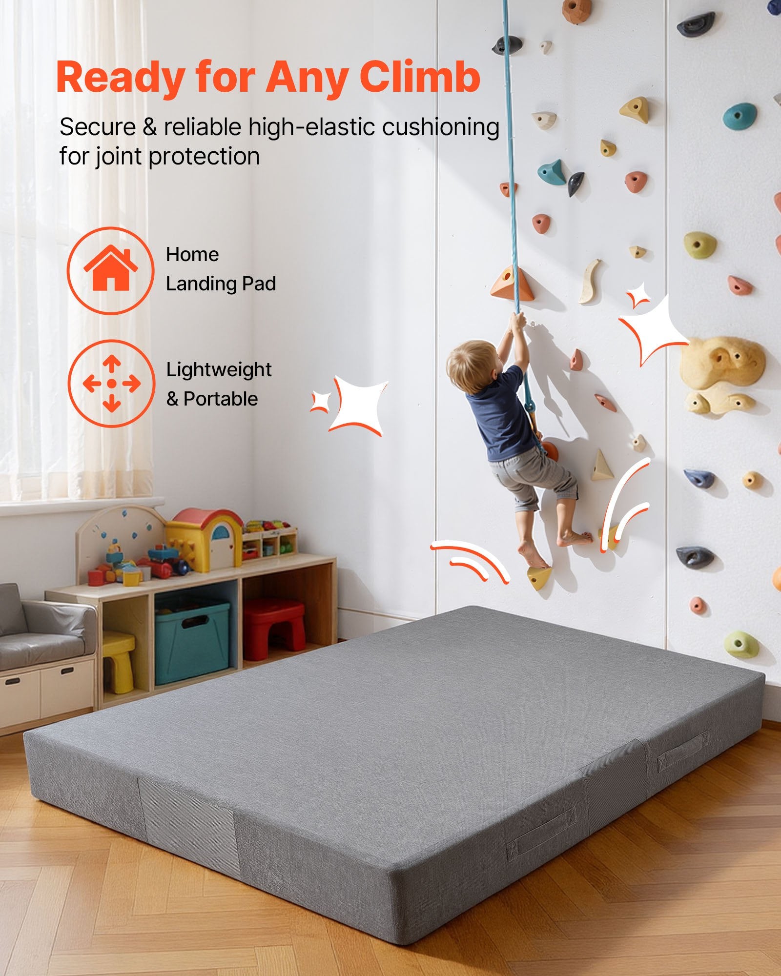 Giant 6x4 ft Sensory Crash Pad for Kids & Adults - Soft Foam, Washable Cover, Perfect for Jumping, Climbing, Play & Gymnastics