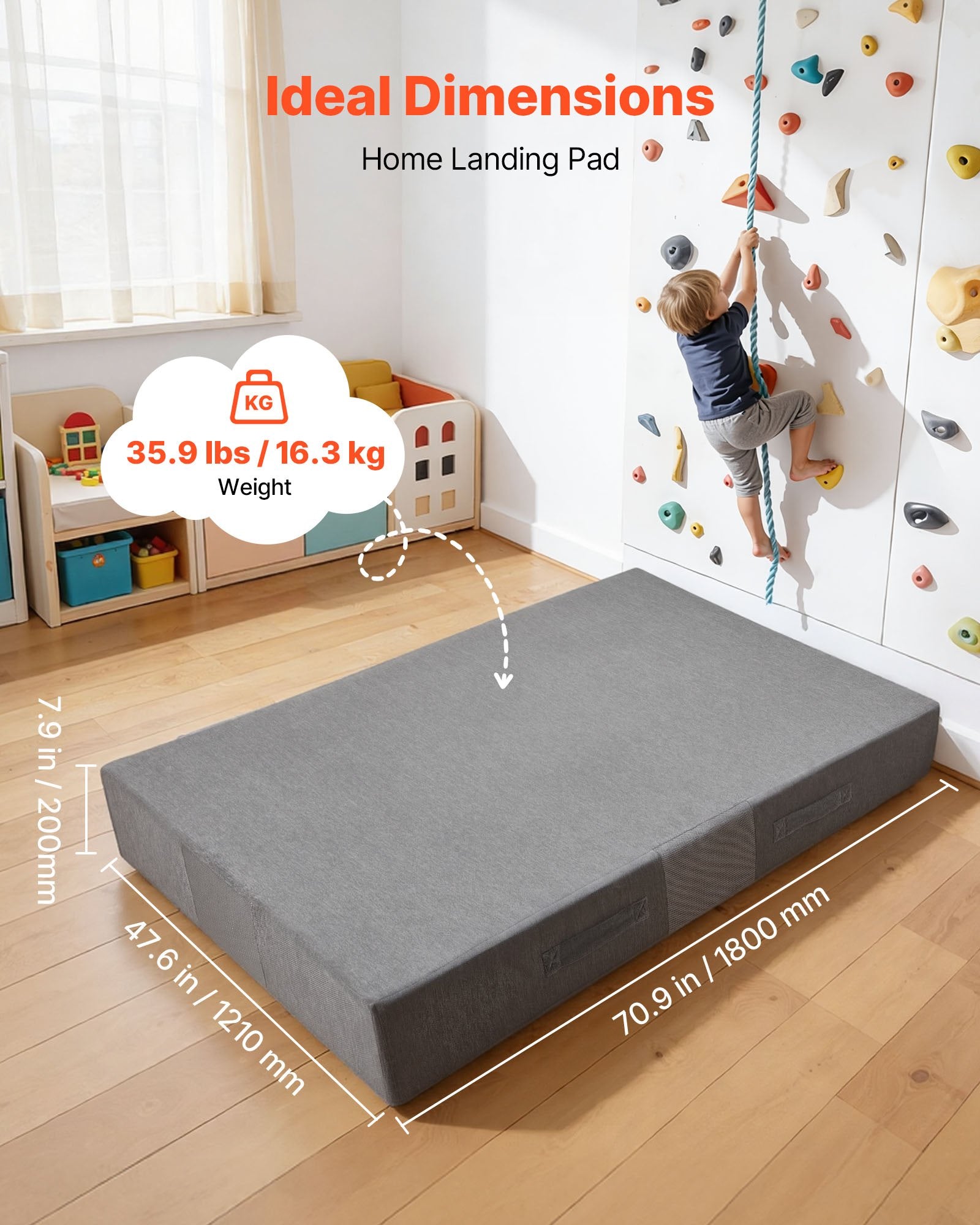 Giant 6x4 ft Sensory Crash Pad for Kids & Adults - Soft Foam, Washable Cover, Perfect for Jumping, Climbing, Play & Gymnastics