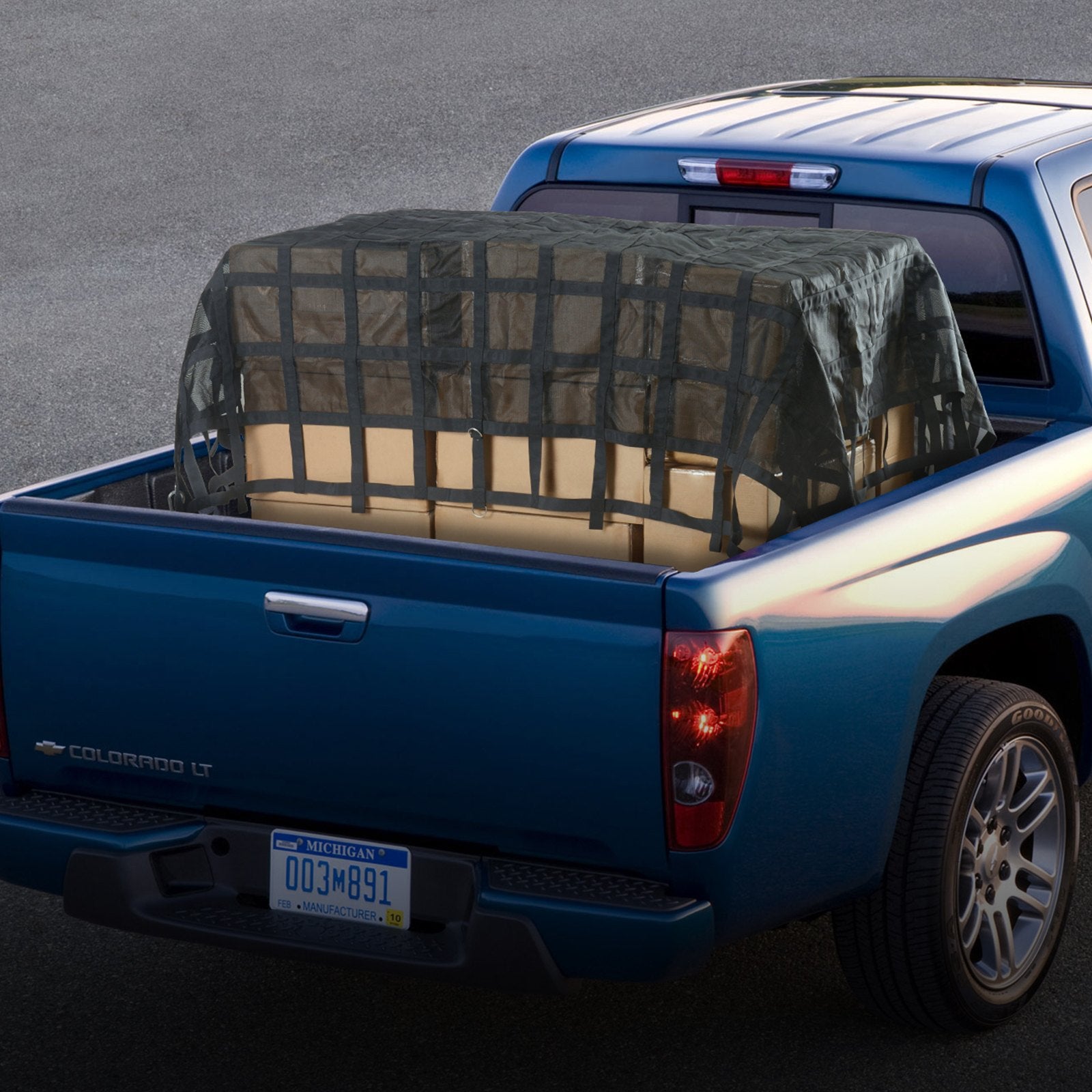 Heavy Duty 120"x105" Cargo Net for Truck Bed with Adjustable Straps, Carabiners & S-Hooks - Weatherproof for SUV, Jeep, Boat, Load Securement