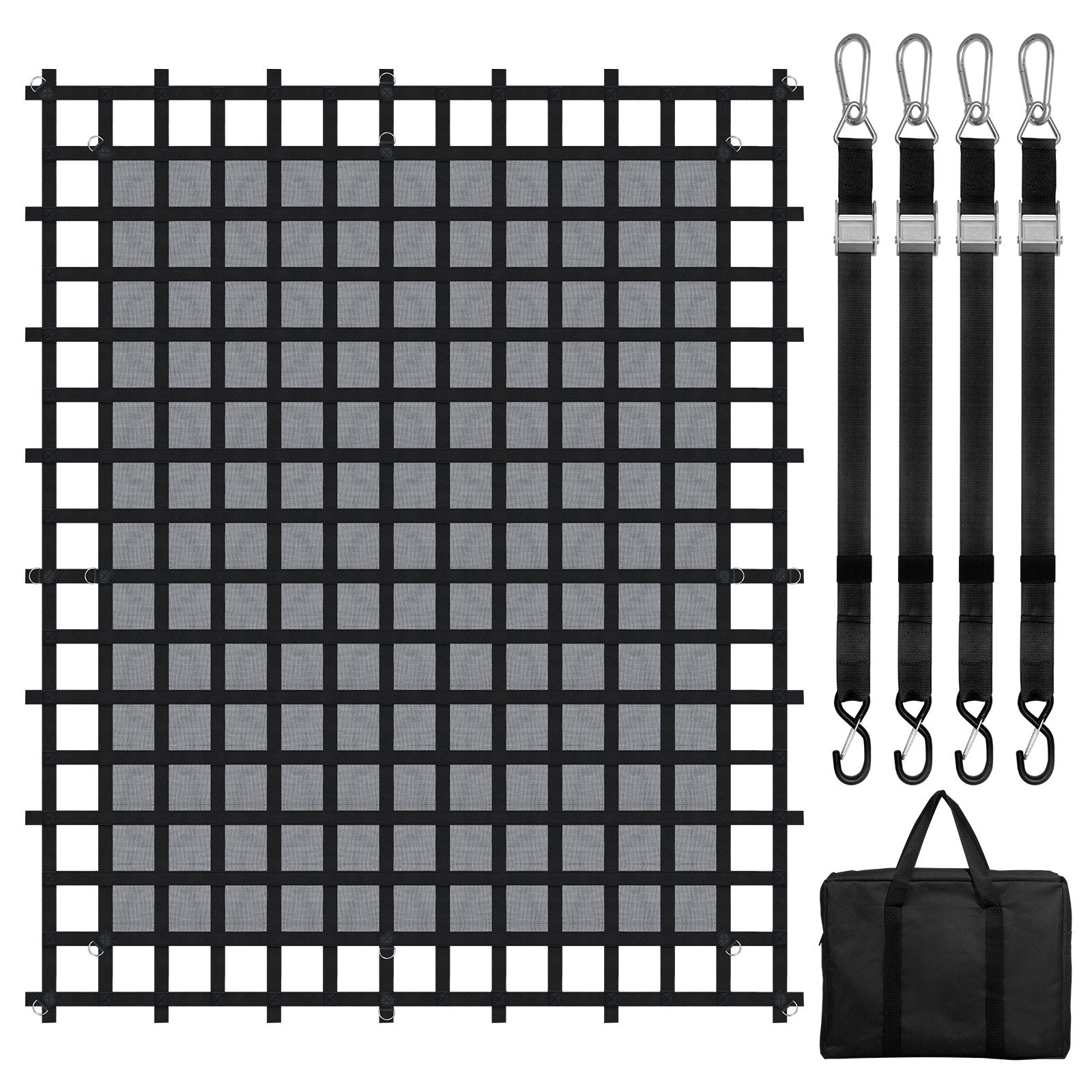 Heavy Duty 120"x105" Cargo Net for Truck Bed with Adjustable Straps, Carabiners & S-Hooks - Weatherproof for SUV, Jeep, Boat, Load Securement