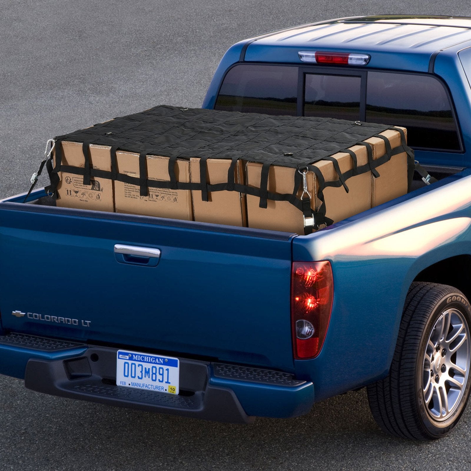 Heavy Duty 72"x57" Cargo Net for Trucks, SUVs & Boats - Adjustable Straps, Carabiners & S-Hooks, Weatherproof & Wear-Resistant, 1500 lbs Capacity