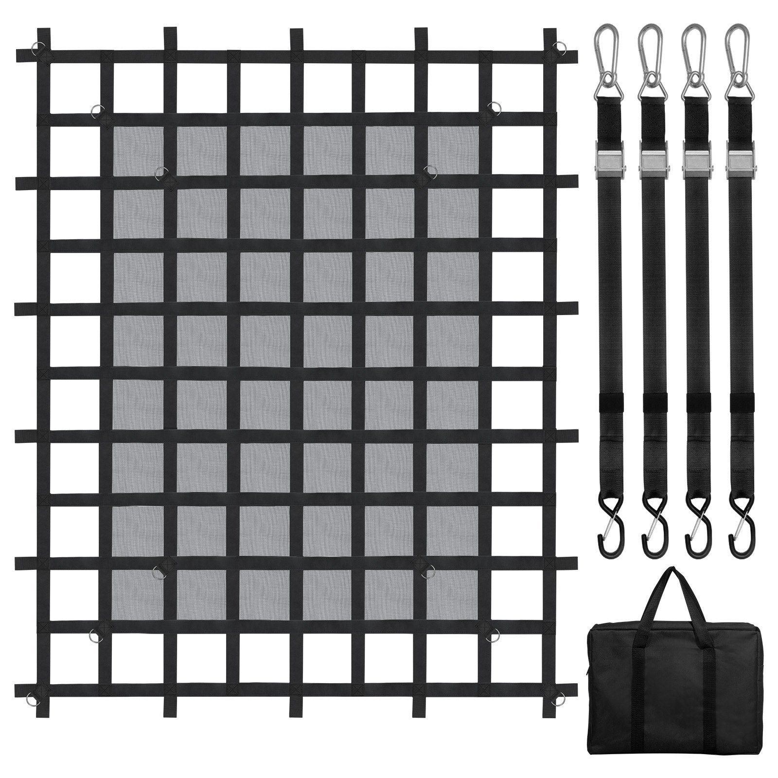 Heavy Duty 72"x57" Cargo Net for Trucks, SUVs & Boats - Adjustable Straps, Carabiners & S-Hooks, Weatherproof & Wear-Resistant, 1500 lbs Capacity