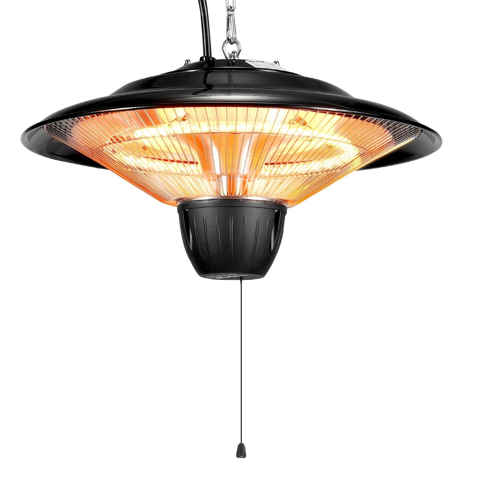 Powerful 1500W Hanging Patio Heater with IP34 Protection, Infrared Heating, Adjustable Chain & Pull Cord for Indoor/Outdoor Use
