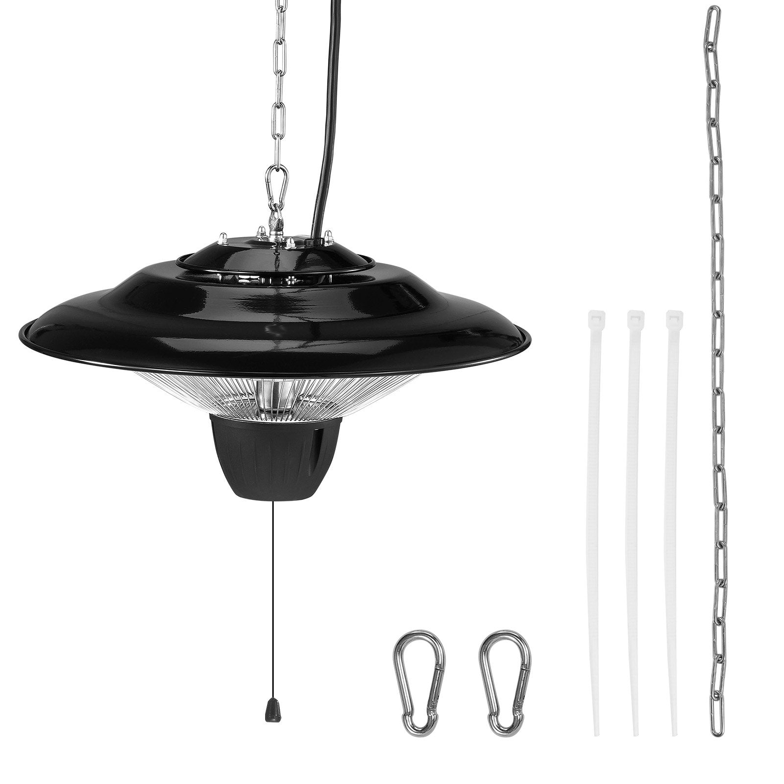Powerful 1500W Hanging Patio Heater with IP34 Protection, Infrared Heating, Adjustable Chain & Pull Cord for Indoor/Outdoor Use