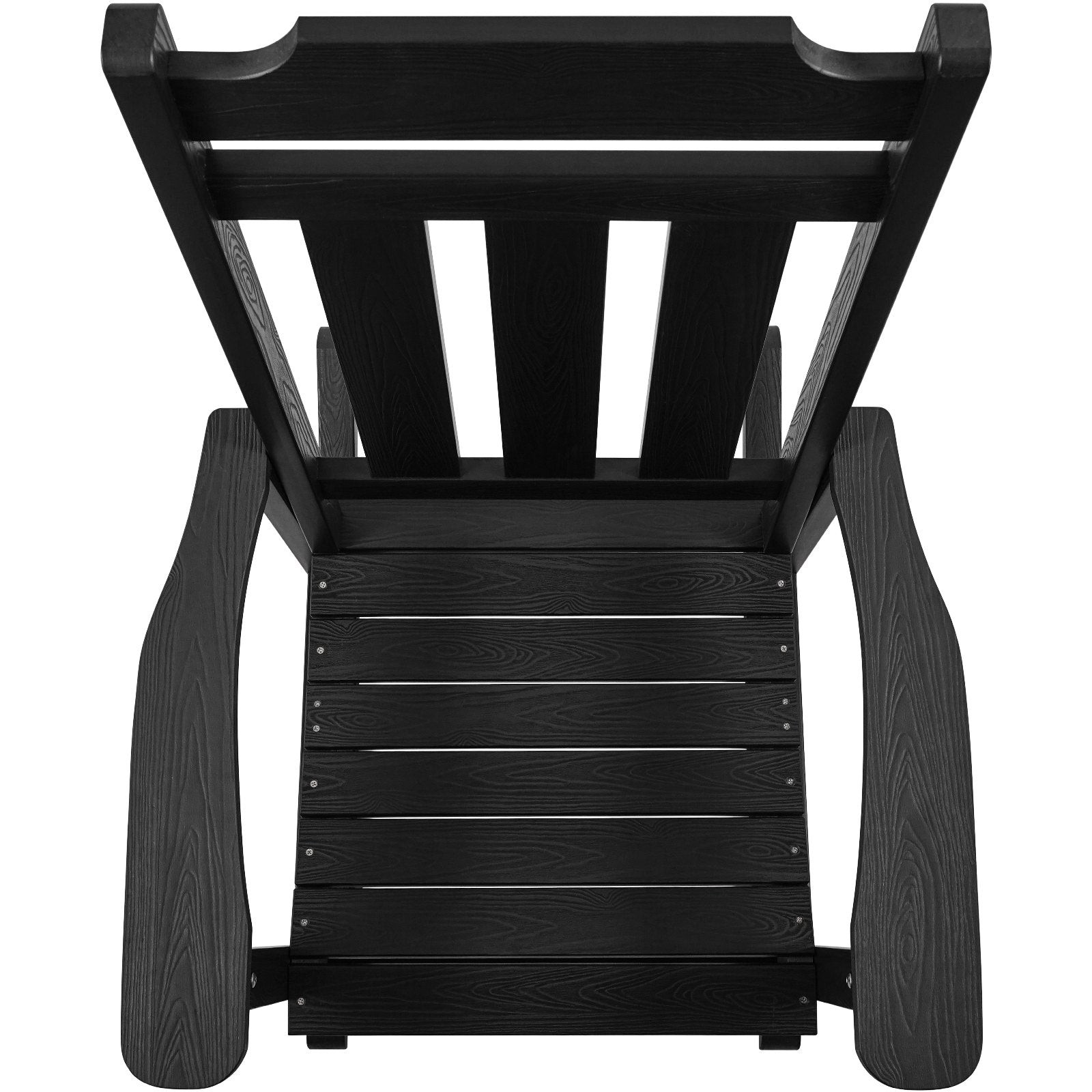 Elegant Black Porch Rocker, High Back HIPS Outdoor Chair with Smooth Armrests, 400 lbs Capacity for Garden, Patio, Balcony Relaxation