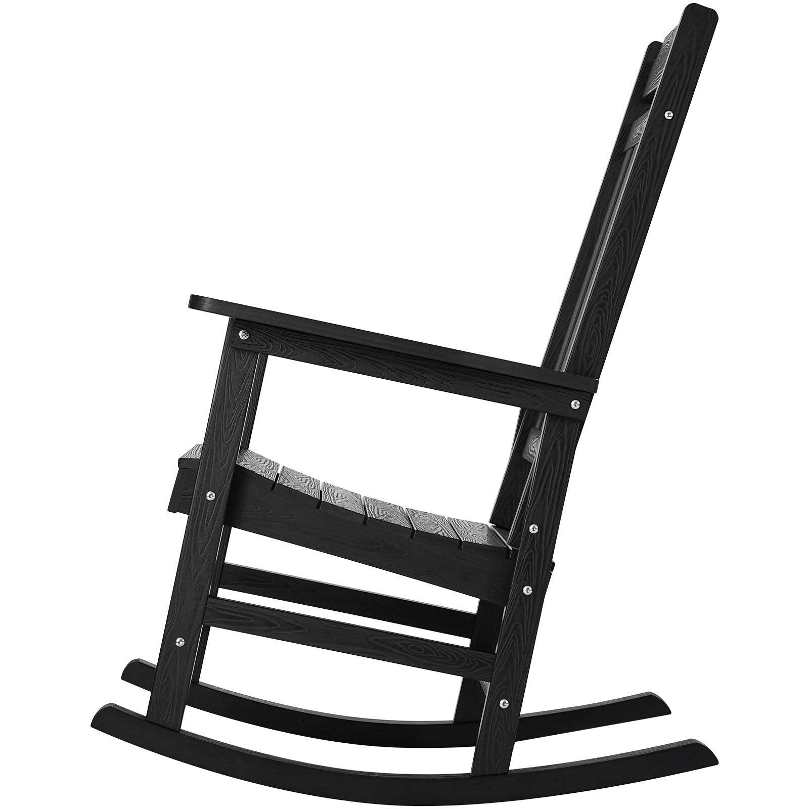 2-Piece Black Porch Rocker Set, HIPS High-Back Outdoor Rocking Chairs with Smooth Armrests, 400 lbs Capacity, Ideal for Garden, Balcony, Patio Relaxation