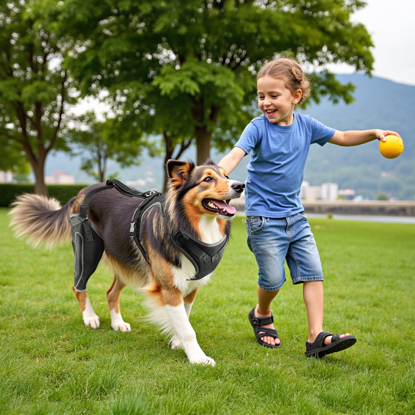 Adjustable Dog Knee Brace for ACL Tear with Hinge Stabilizer, Reflective Joint Support for Arthritis and Pain Relief, Right Hind Leg Harness