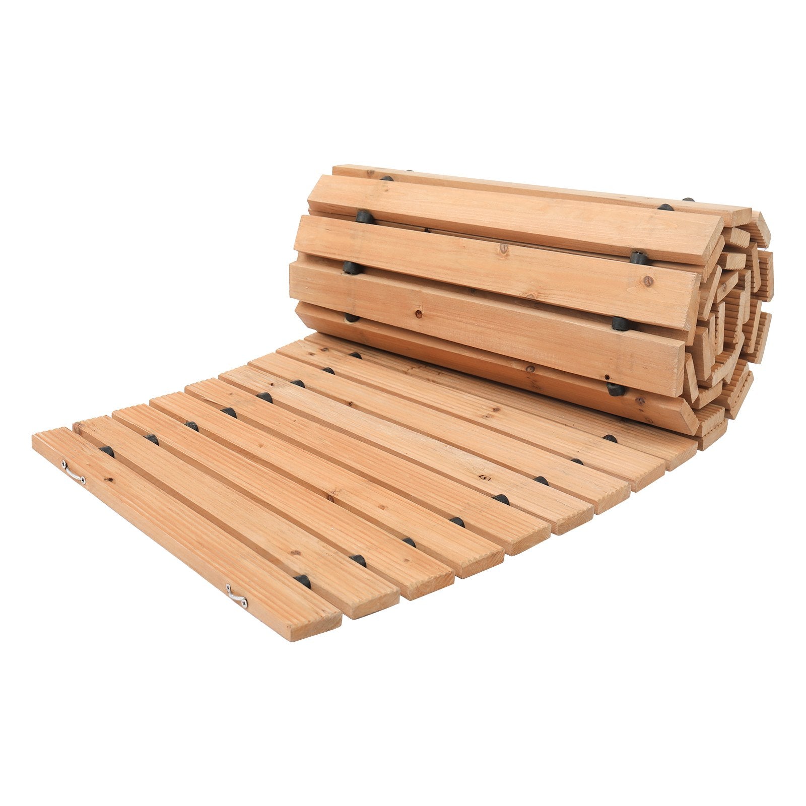 Versatile 7 ft Cedar Wooden Garden Pathway – Non-Slip Roll Out Walkway with Durable Wire Rope, Perfect for Backyards, Weddings, and Parties