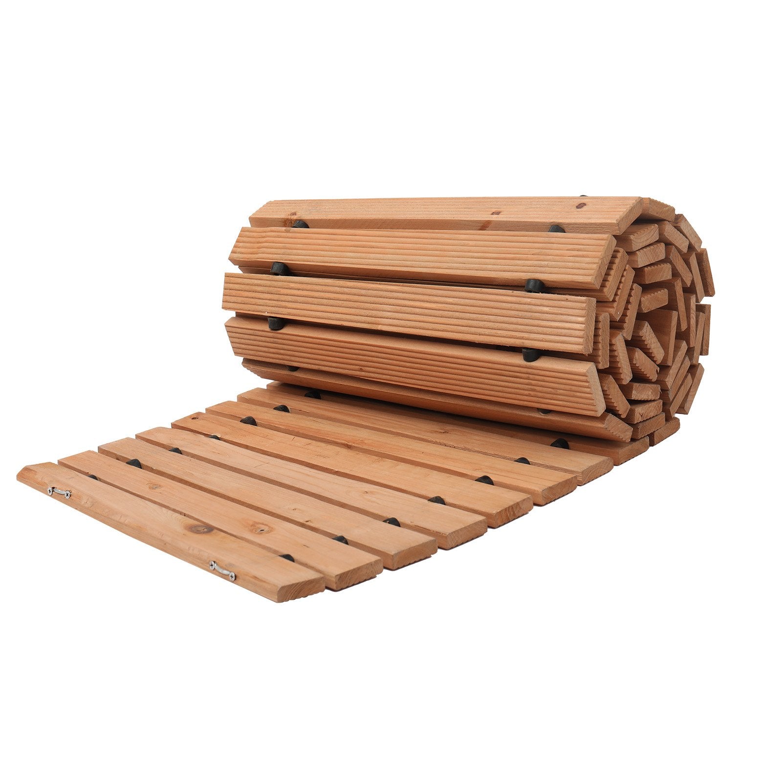 8 ft Cedar Wooden Garden Pathway - Non-Slip Curved Walkway with Rust-Resistant Wire, Decorative Lawn Paver for Weddings, Backyards, and Boardwalks