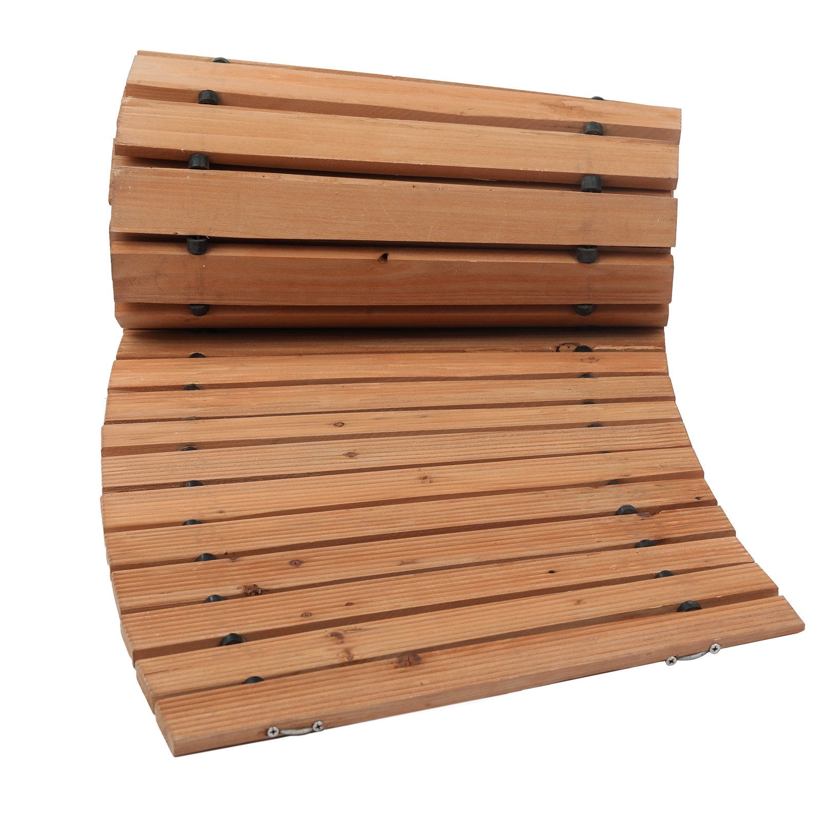 8 ft Cedar Wooden Garden Pathway - Non-Slip Curved Walkway with Rust-Resistant Wire, Decorative Lawn Paver for Weddings, Backyards, and Boardwalks