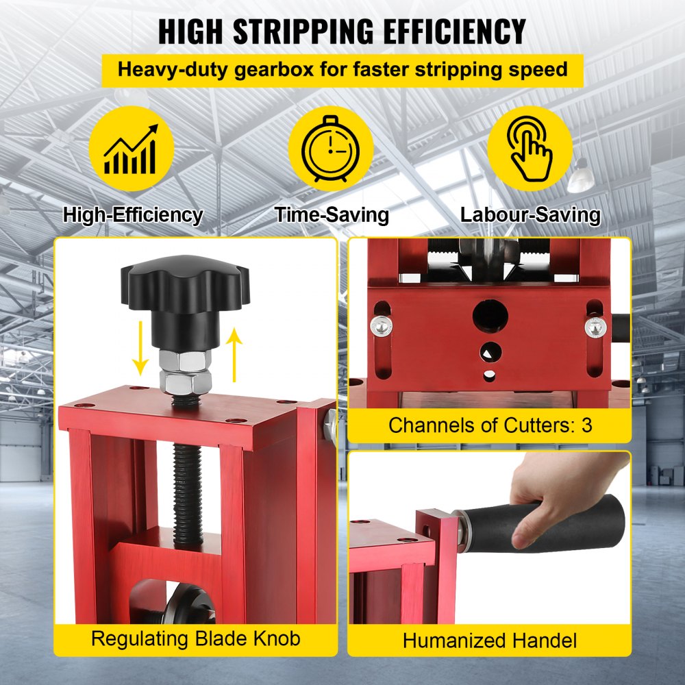 VEVOR Electric Wire Stripping Machine, Portable Scrap Wire Stripping Tool with Gear Motor, Automatic Wire Stripper Compact Aluminum Alloy Structure for Scrap Copper Recycling 1.5mm-20mm in Diameter