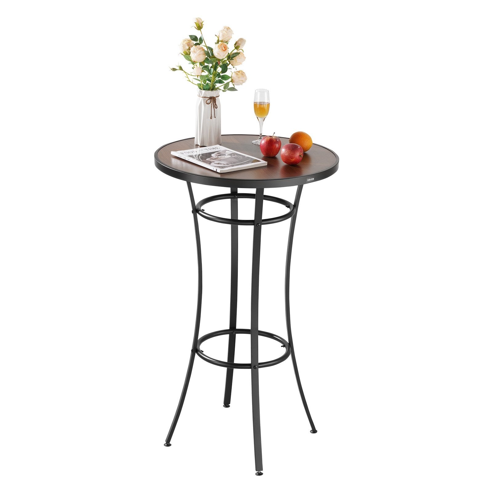 Compact Outdoor Bistro Table, 23.7" High Top Round Bar Table with Easy-Clean Surface & Sturdy Metal Frame for Patio, Kitchen, Pub, Small Spaces