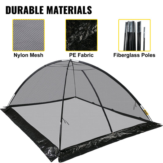 Sturdy 10x14 FT Pond Cover Dome with 1/2 Inch Mesh, Black Nylon Netting for Garden Pools - Features Zipper, Wind Rope, and Easy Installation